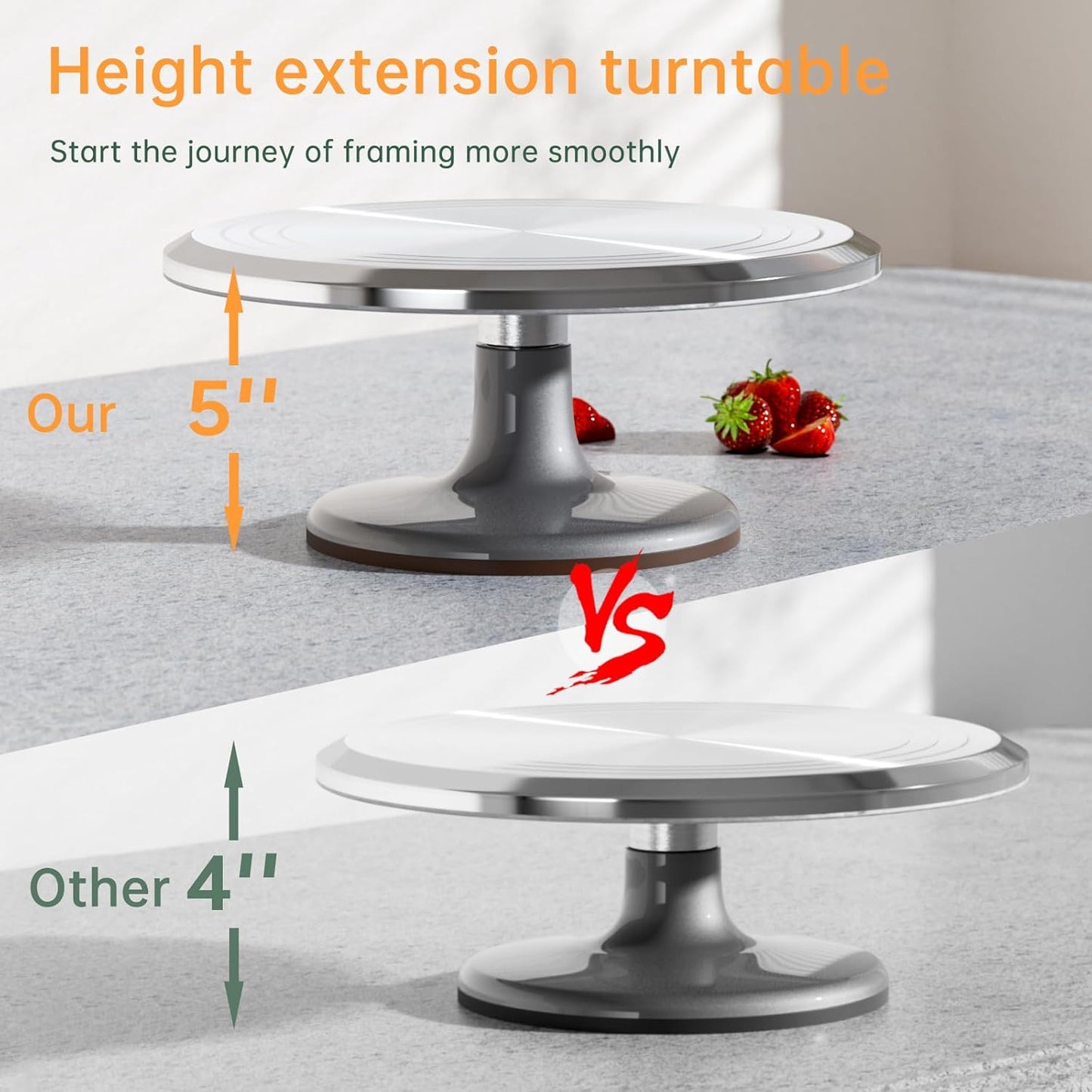 12 Inch Cake Turntable Decorating Stand with Aluminum,Cake Turntable Decorating Kit, Rotating Cake Stand for Cake,Cake Spinner Stand Set Pastries Cake Decorations Cake Turner Table Decorating Tools