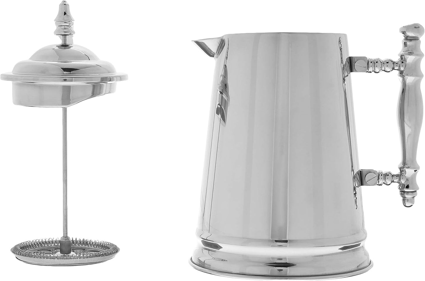 Vintage-Style Stainless Steel French Coffee Press, 34-Ounce