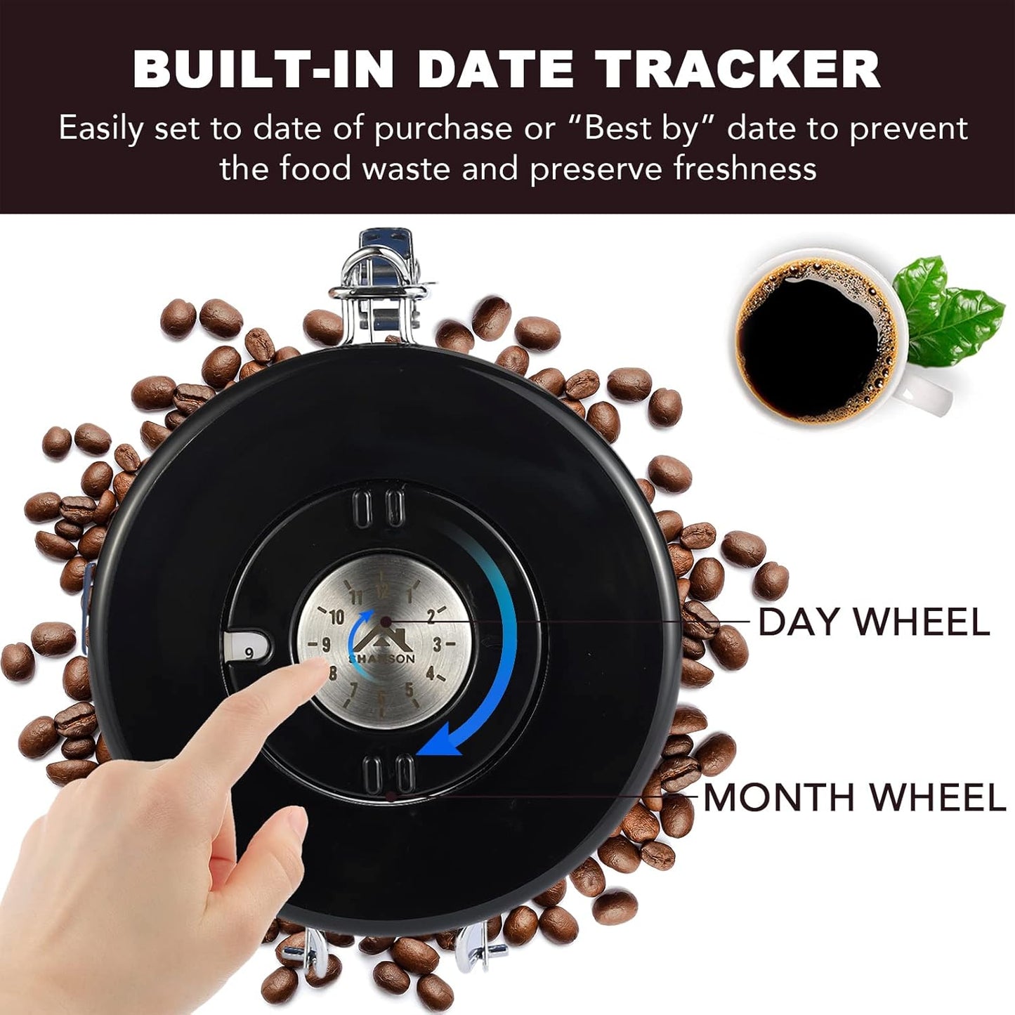 ShanSon Coffee Canister Airtight Coffee Container Stainless Steel Coffee Bean Storage Container with CO2 Release Valve and Scoop Coffee Canister for Beans,Grounds,Sugar,Flour,Tea,Cereal,16OZ,Blue