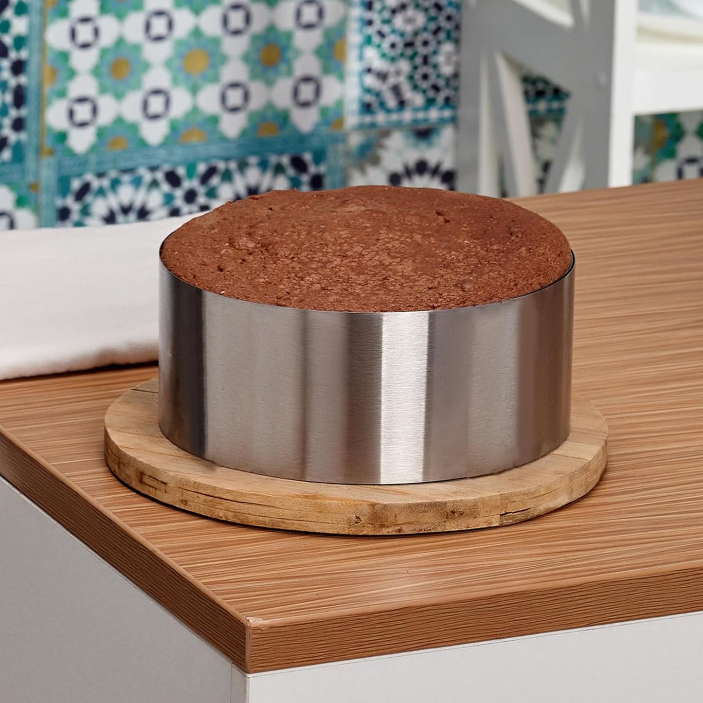 HARFINGTON Round Cake Ring 6 x 2 Inch Seamless Stainless Steel Pastry Mousse Dessert Ring Mirror Coating for Baking Cooking Making Tool