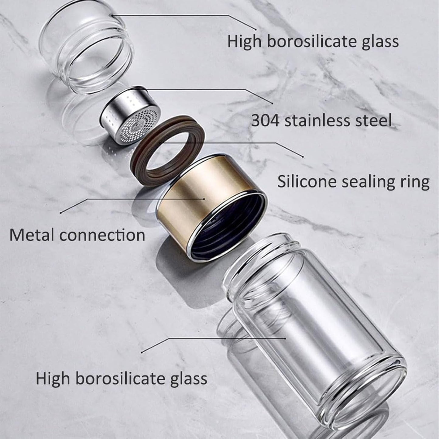 QUROXO 2025 New Tryteava Glass Infuser, Teava 3-In-1 Smart Tea Infuser with Cup Brush, Double-Layer Borosilicate Glass Tryteava Tea infusers Separation Cup (Black, 420ml (14oz))