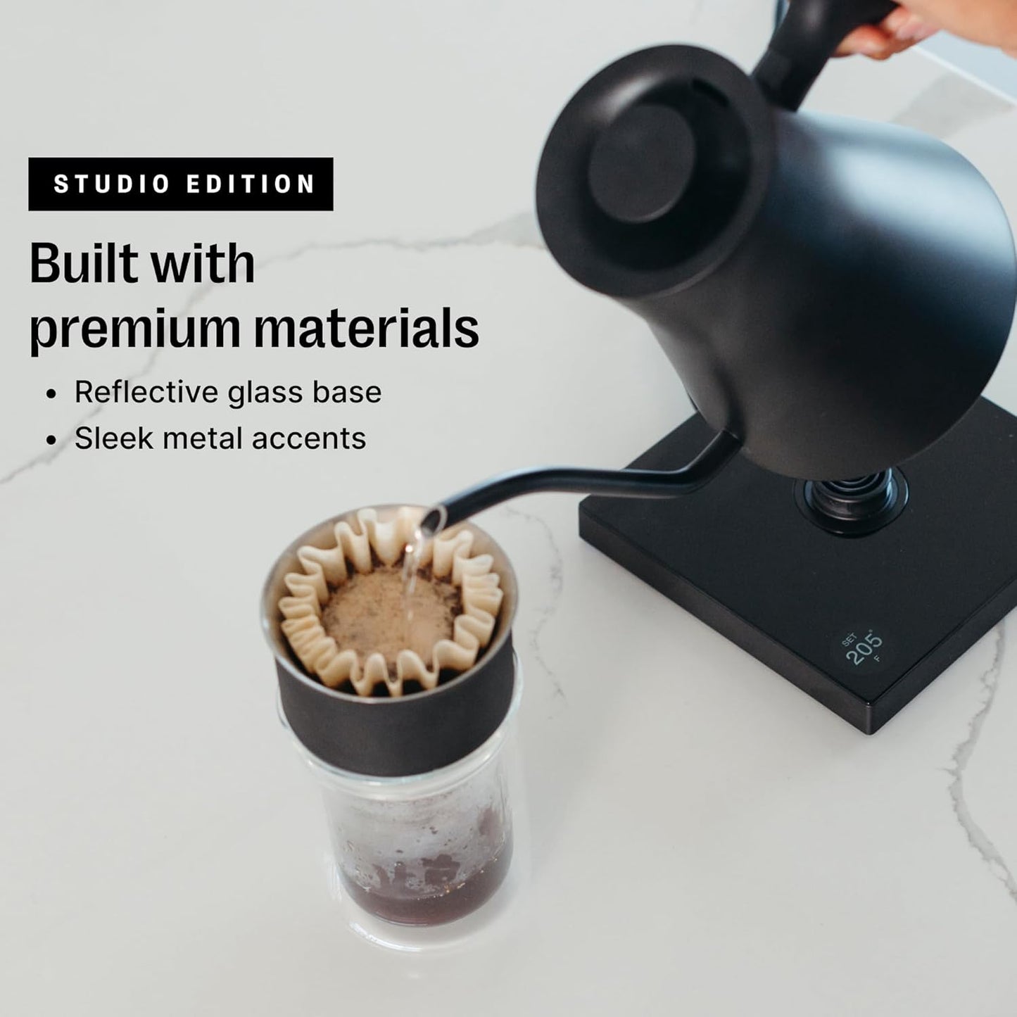 Fellow Stagg EKG Pro Studio Edition Electric Gooseneck Kettle - Pour-Over Coffee, Tea, Quick Heating, Precise Temperature Control, Scheduling, Built-in Brew Timer - Matte Black, 0.9 L