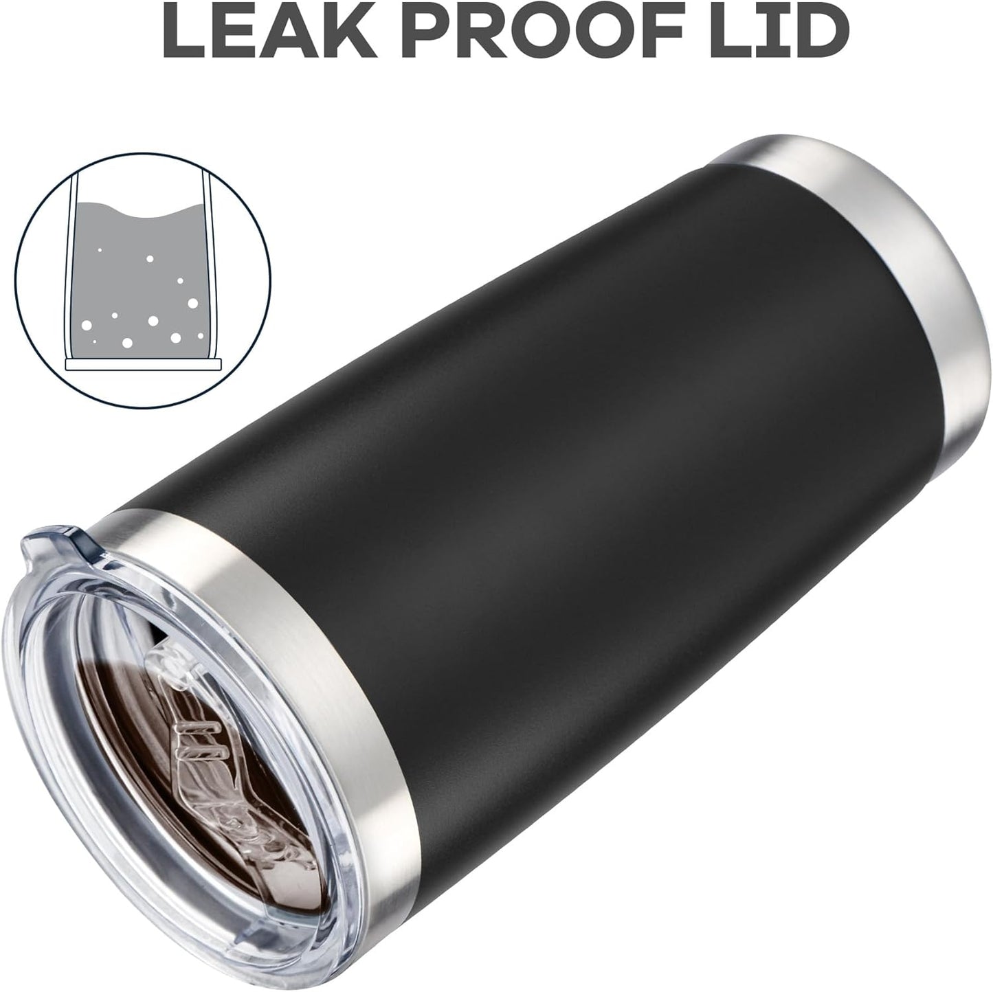 20 oz Tumbler with Lid Stainless Steel Insulated Tumblers Bulk Double Wall Vacuum Cups Powder Coated Travel Mug Keep Drinks Cold and Hot, Black, 12 Pack