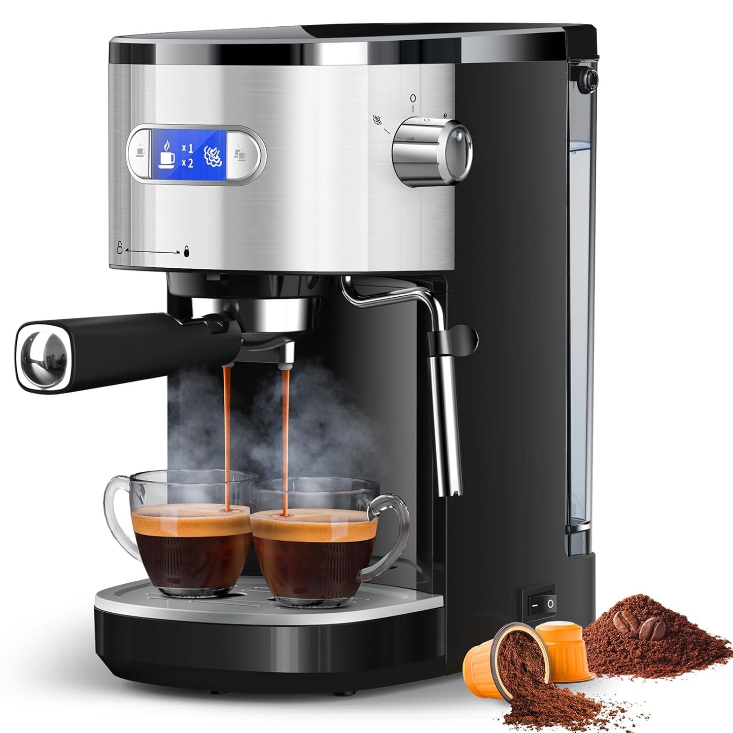 COWSAR Espresso Machine 20 Bar, Compact Espresso Maker with Milk Frother Steam Wand, Expresso Coffee Machines with 45 OZ Removable Water Tank for Cappuccino, Latte, Home