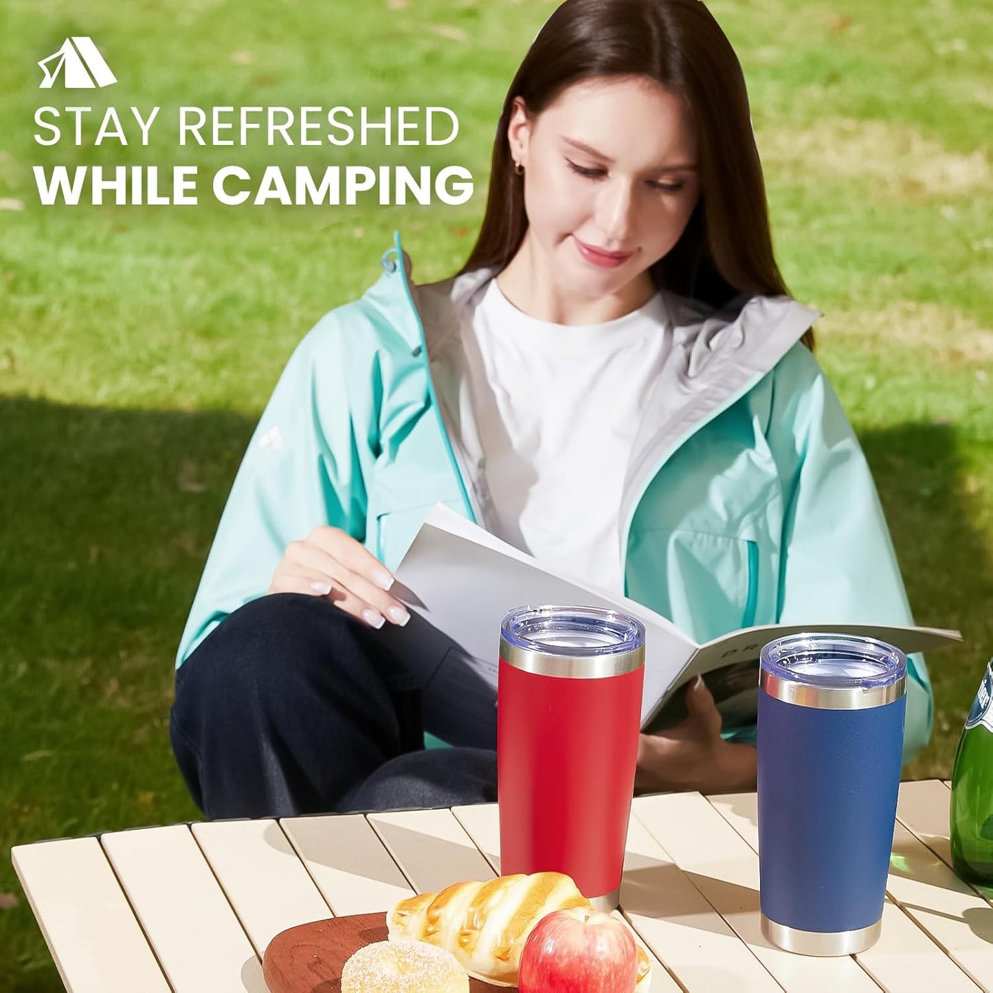 MEWAY 20oz Tumbler 8 Pack Double Wall Vacuum Insulated Travel Mug Bulk, Mix Color Stainless Steel Tumblers with Lid and Straw, Durable Powder Coated Coffee Cups for Cold & Hot Drinks（Mix Color, 8