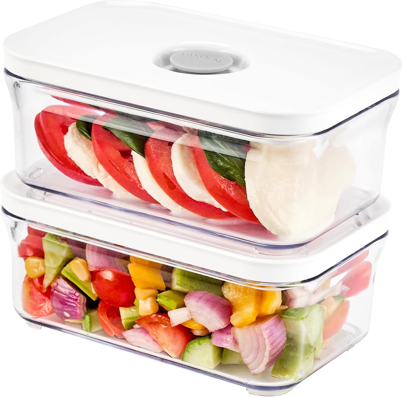 VAKUEN Premium Airtight Food Storage Containers, Mini Rectangular 2pc/set(0.53qt), Smart One-Click Seal Lid, No Hinges, 100% Leak Proof, BPA-FREE, Dishwasher, Freezer & Microwave Safe