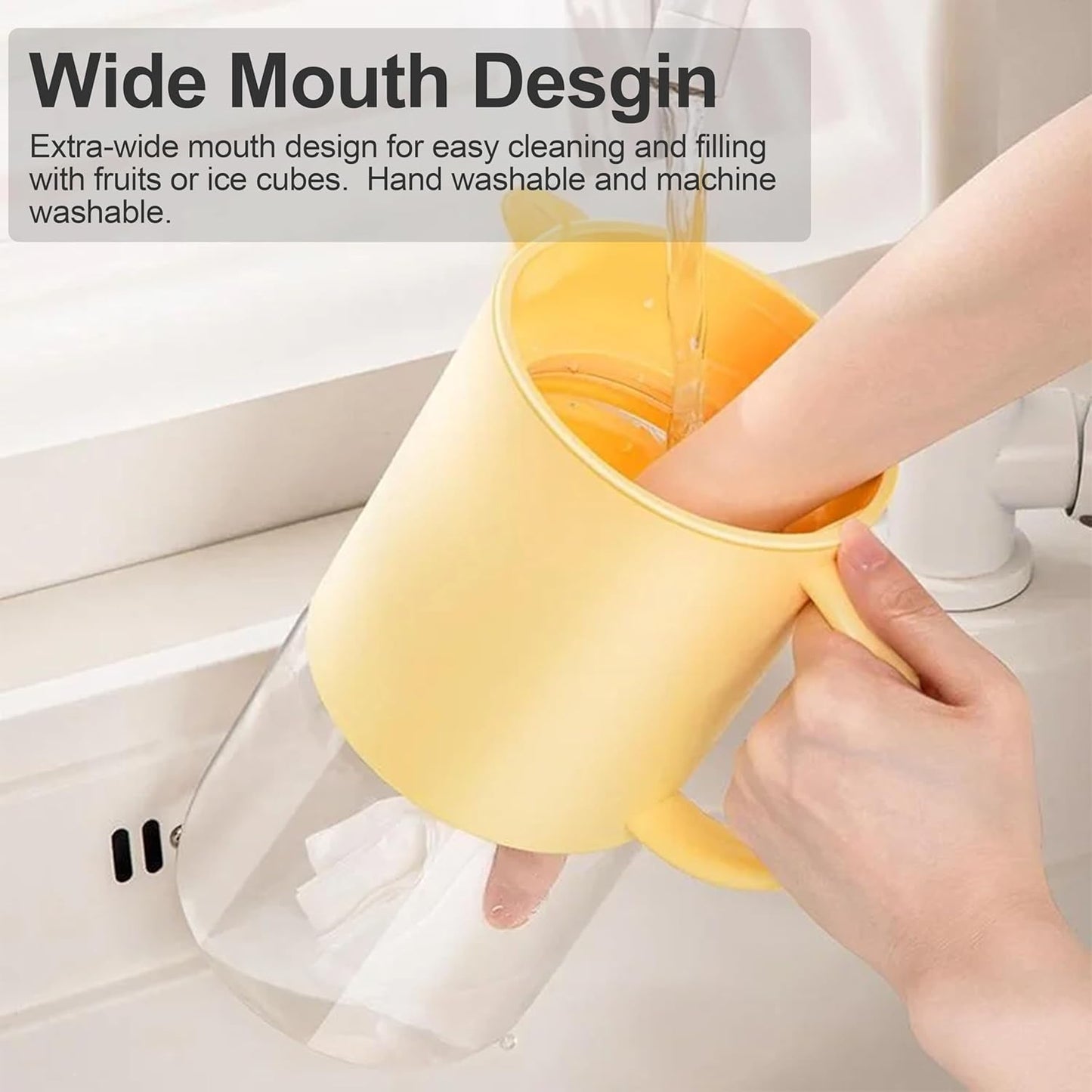 Delove Cold Brew Coffee Maker with Auto Spout – Shatterproof Plastic Shell, Wide Mouth Design – 62 oz (1.9 Quart) Iced Tea Glass Carafe with Removable Removable Mesh Filter (1, Yellow)