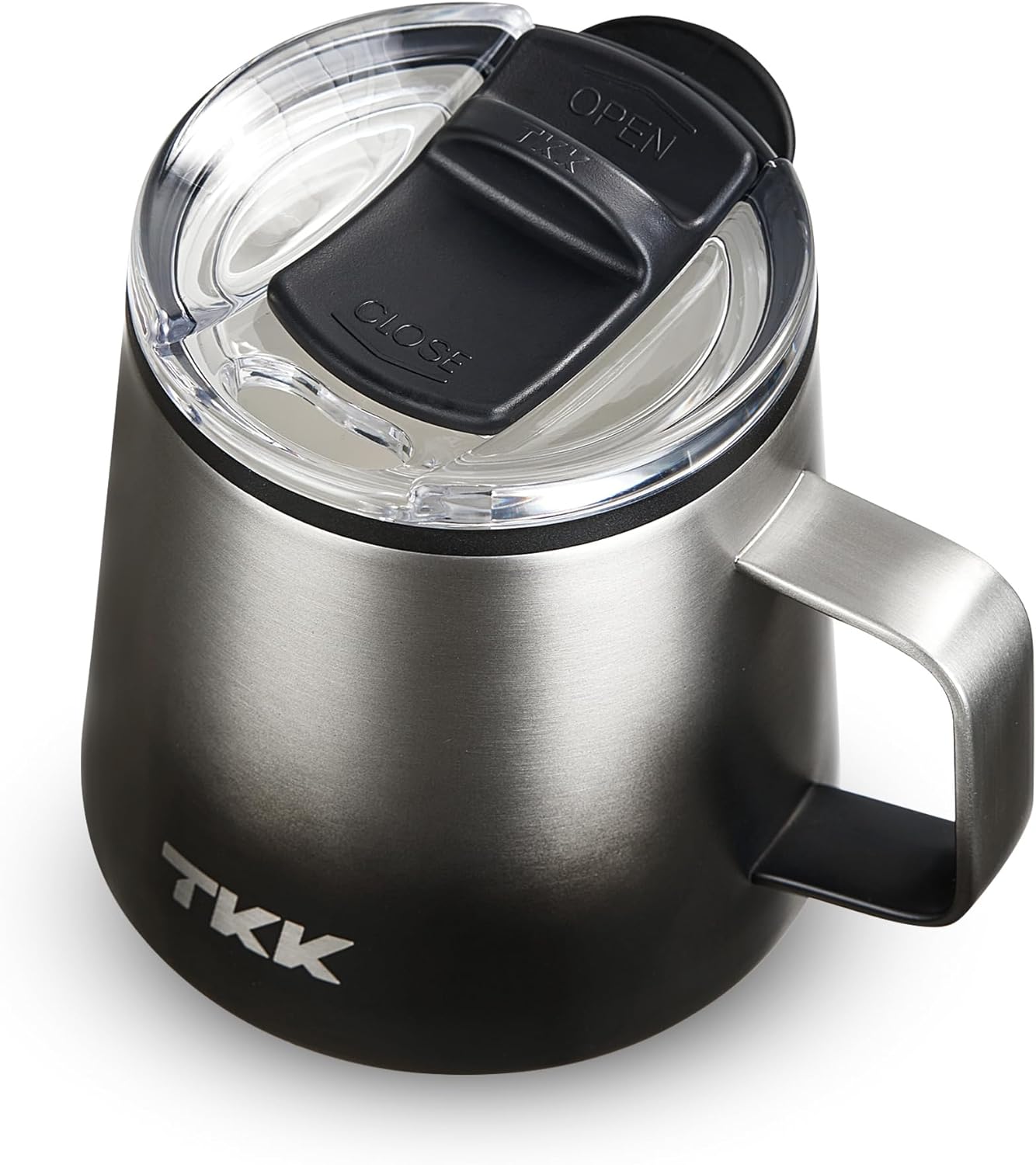 TKK 12 oz Insulated Coffee Mug with Handle Ceramic Coating Detachable Slider Lid Stainless Steel Tumbler Double Wall Vacuum Travel Cup