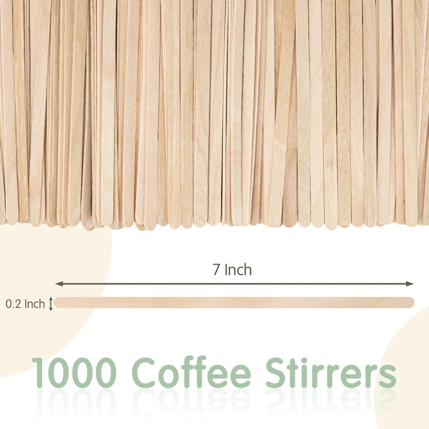 WISYOK 1000 PCS Coffee Stirrers, 7 Inch Premium Birch Wood Sticks, Smooth Round Ends, Splinter-Free Disposable Stir Sticks for Coffee Bar, Office, Home Use