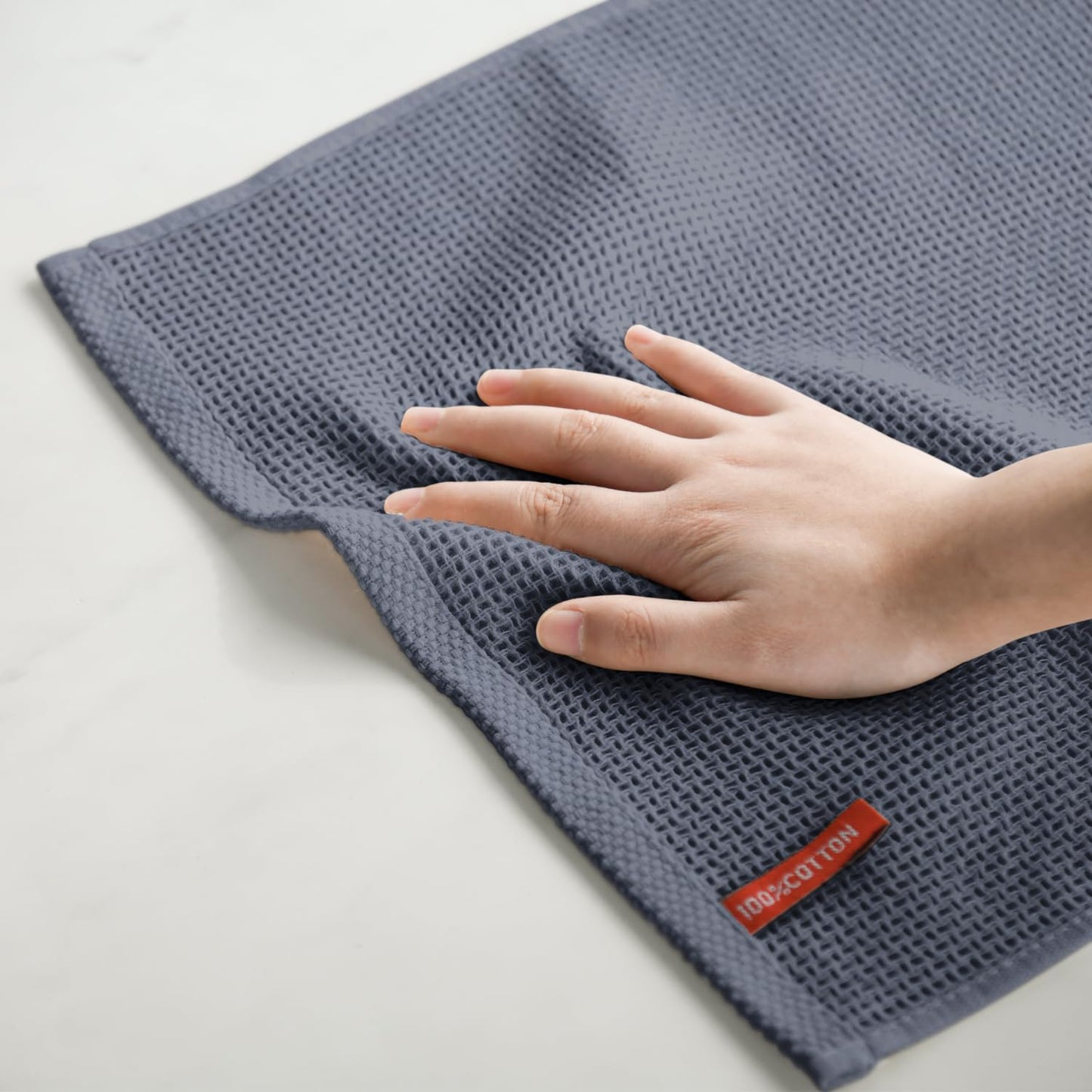 Artoid Mode 100% Cotton White Light Dark Grey Waffle Weave Kitchen Dish Cloths, 12x12 Inch Ultra Soft Absorbent Quick Drying Kitchen Dish Towels Set of 6, Multicolor