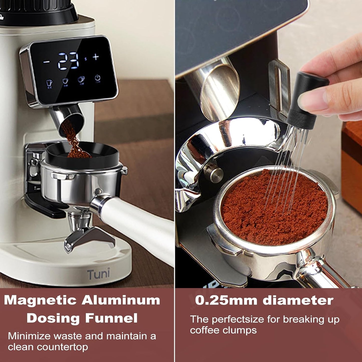 Espresso Accessories Kit 51mm, Coffee Distributor and Tamper Leveler, 316 Stainless WDT Tool with Magnetic Stand, Puck Scree and Dosing Funnel Set Fits Espresso Machine Press and 51mm Portafilters