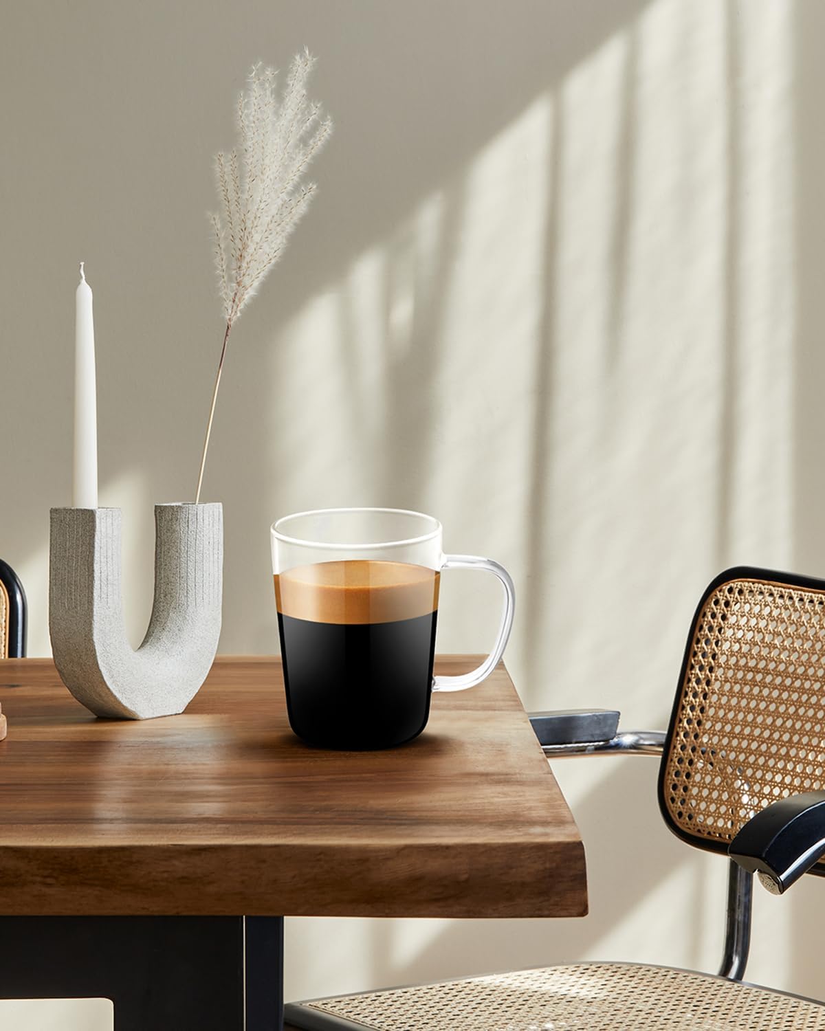 LUXU Glass Coffee Mugs(Set of 2)-17 oz,Clear Beer Mugs,Glass Tea Cups with Comfortable Handle,Lead-free Drinking Glasses,Perfect for Latte,Espresso,Juice,Water,Milk or Hot and Cold Beverage