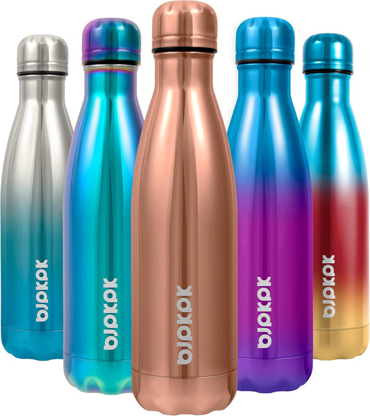 BJPKPK Stainless Steel Water Bottles 17oz Insulated Water Bottle Keep Cold And Hot, Shining Rose Gold