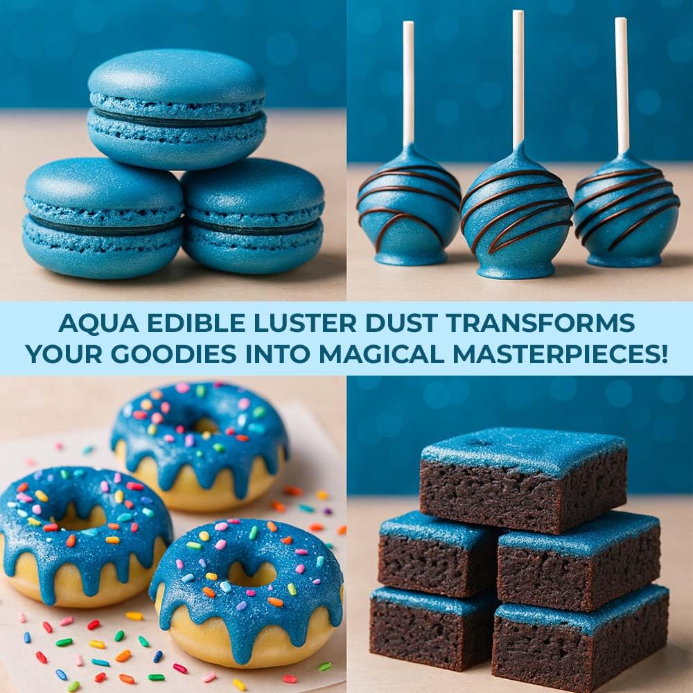 Bulk (20g) Light Blue Luster Dust Edible Glitter for Cocktails | Premium Edible Light Blue Luster Dust for Cake Decorations - Edible Glitter for Drinks Cupcakes Cookies Cakes Food Paint