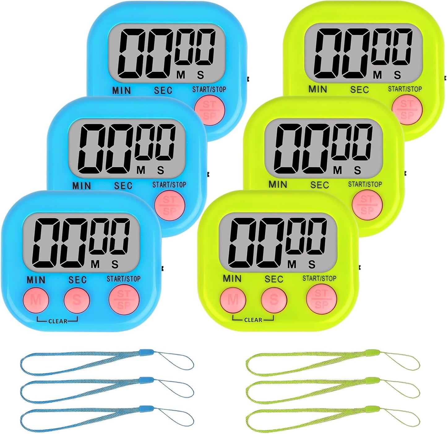 ZILLEEN Classroom Timer for Kids Teachers Digital Timers, Blue Green 6 Pack