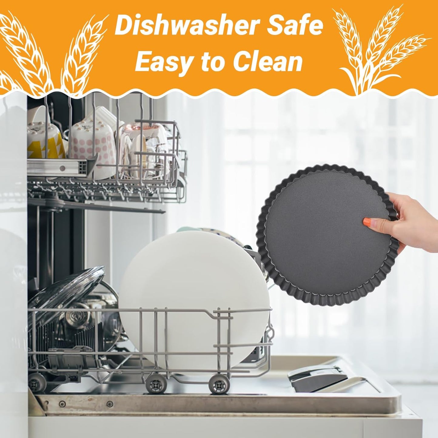 Beasea Mini Tart Pans for Baking, 2pcs 8 Inch Tart Pan with Removable Bottom Small Non Stick Carbon Steel Quiche Pie Pans for Oven Baking