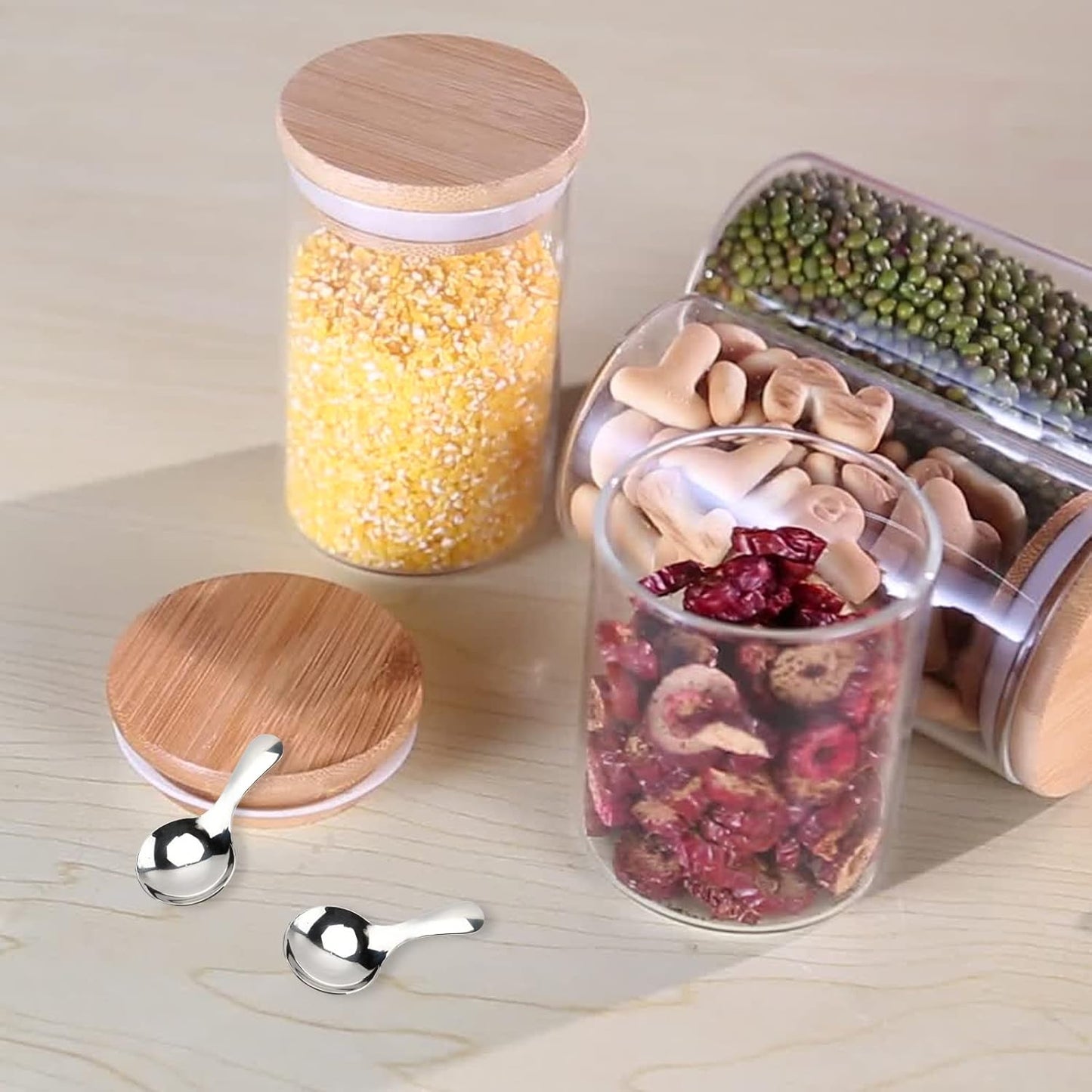 6-Piece Small Stainless Steel Spice Spoons - Canister Scoops for Condiments, Honey, Coffee, Tea, Salt, Jam, Mustard & Ice Cream