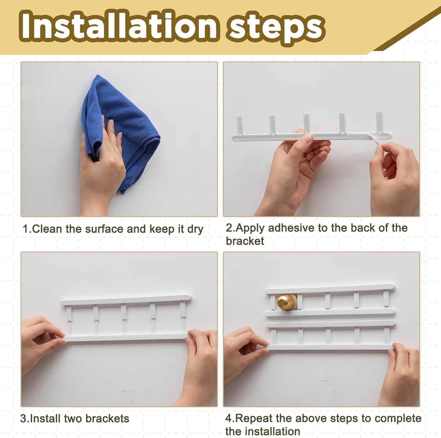 8 Pack Adhesive Coffee Pod Holder, 2 Different Size Holds 20 Capsules, Wall or Cabinet Mounted Coffee Capsule Rack with Adhesive Strips, Vertical or Horizontal Mount