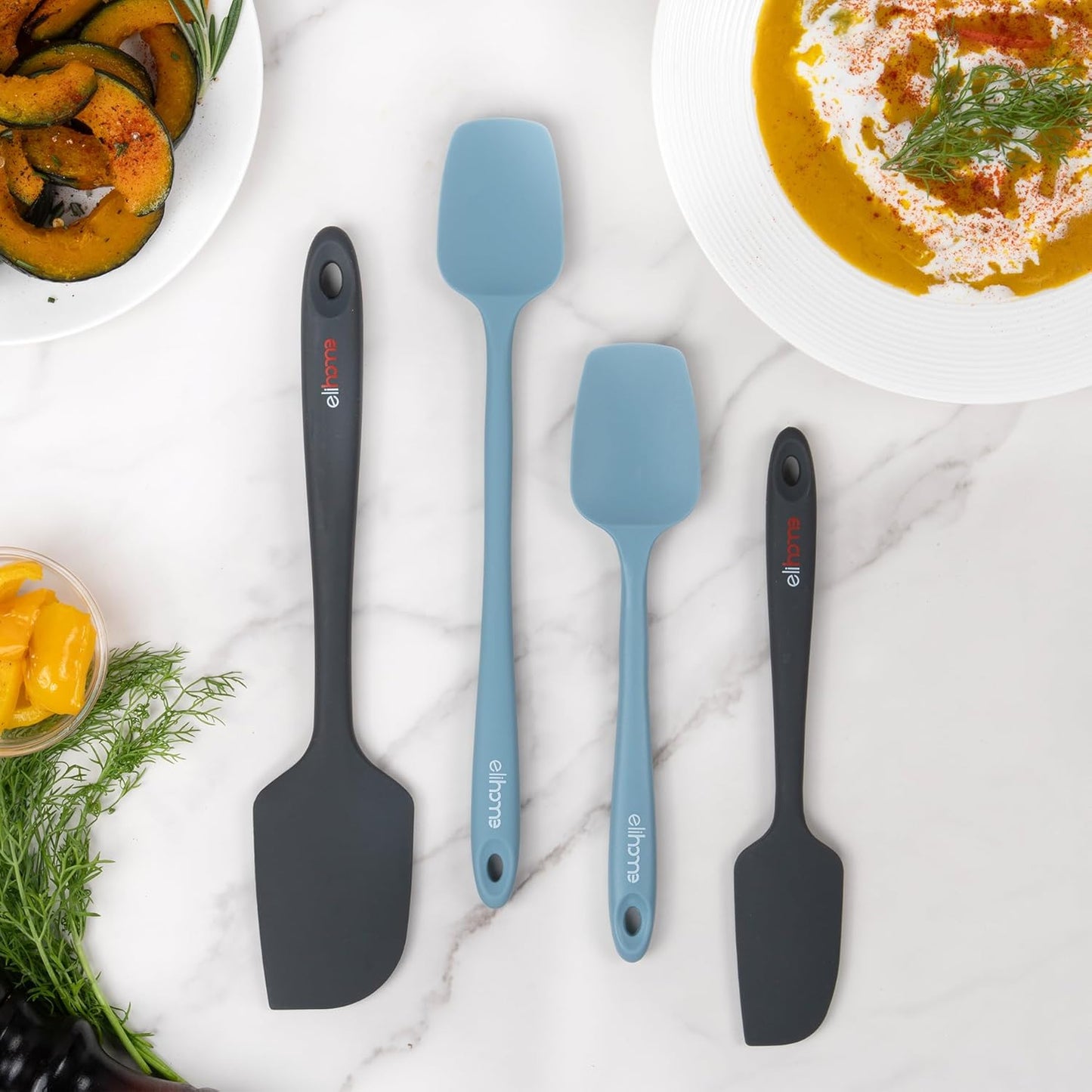 Elihome Classic Silicone Spoonula - Non-Stick Heat Resistant Silicone Scraper Spatula for Mixing, Serving, Scraping, Stirring, and More - 11 Inch, Slate Teal Grey