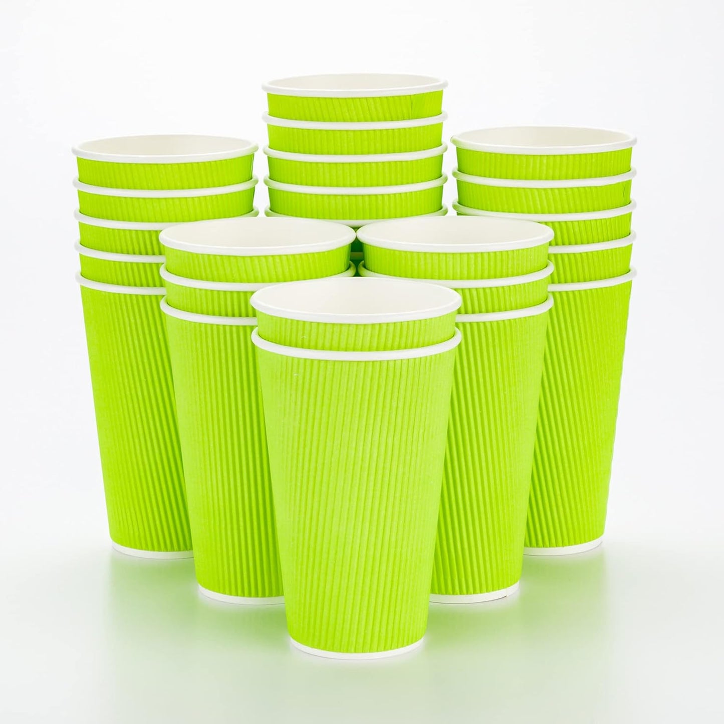 Restaurantware 12 Ounce Double Wall Disposable Coffee Cups, 500 Insulated Green Paper Tumblers with Rolled Rim Design, Lids Sold Separately for Hot Drinks like Tea, Hot Chocolate and More