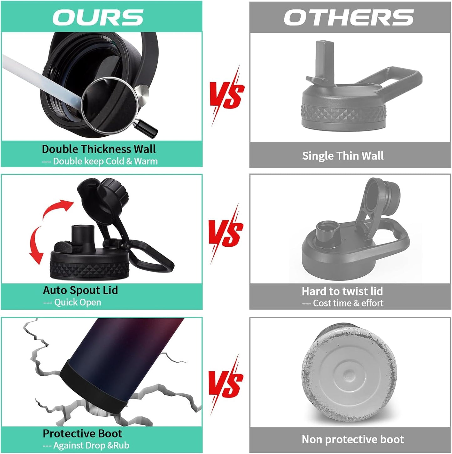 Half Gallon Water-Bottle with Straw - Pop-up Chug Lid (Cold 48H & Hot 24H) 64oz Insulated Water Bottle Flask with Sleeve Strap, Paracord Handle, Bottle Boot, Pink Stainless Steel Metal Water Jug