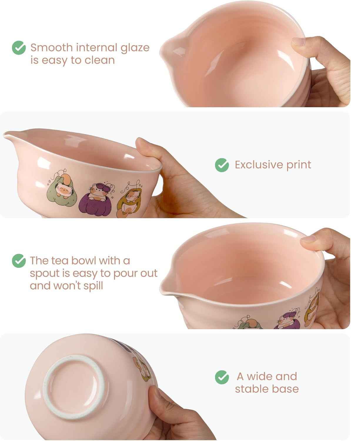 Matcha Whisk Set, 7 Pcs Pink Matcha Set Includes Matcha Bowl,Matcha Whisk and Holder, Bamboo Scoop, Scoop Rest, Sifter and Tea Towel -Matcha Kit for Matcha Lovers