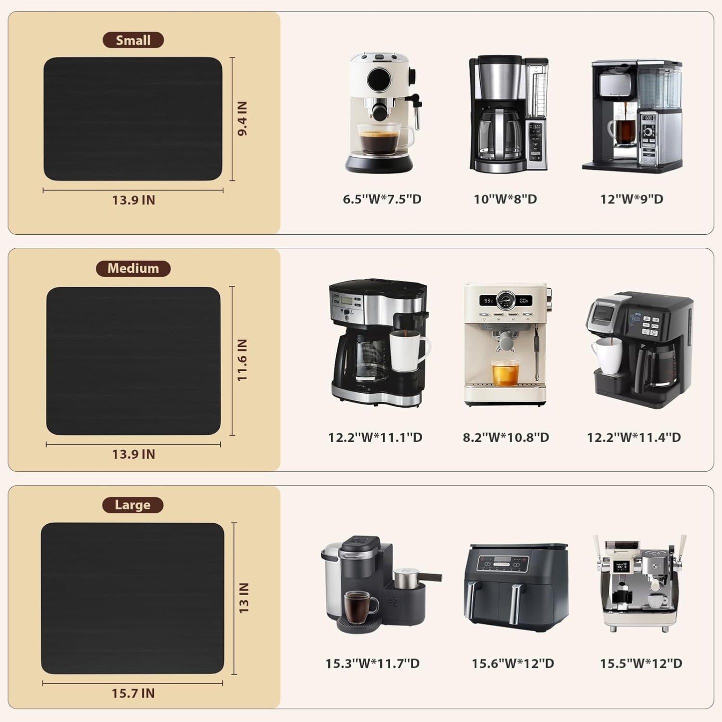 GuanQiao 360° Rotation Appliance Slider for Coffee Maker & Heavy Kitchen Appliance, Bamboo Rolling Tray for kitchen Counter, Sliding Tray with Premium Wheels (Black, 13.9"×11.6")