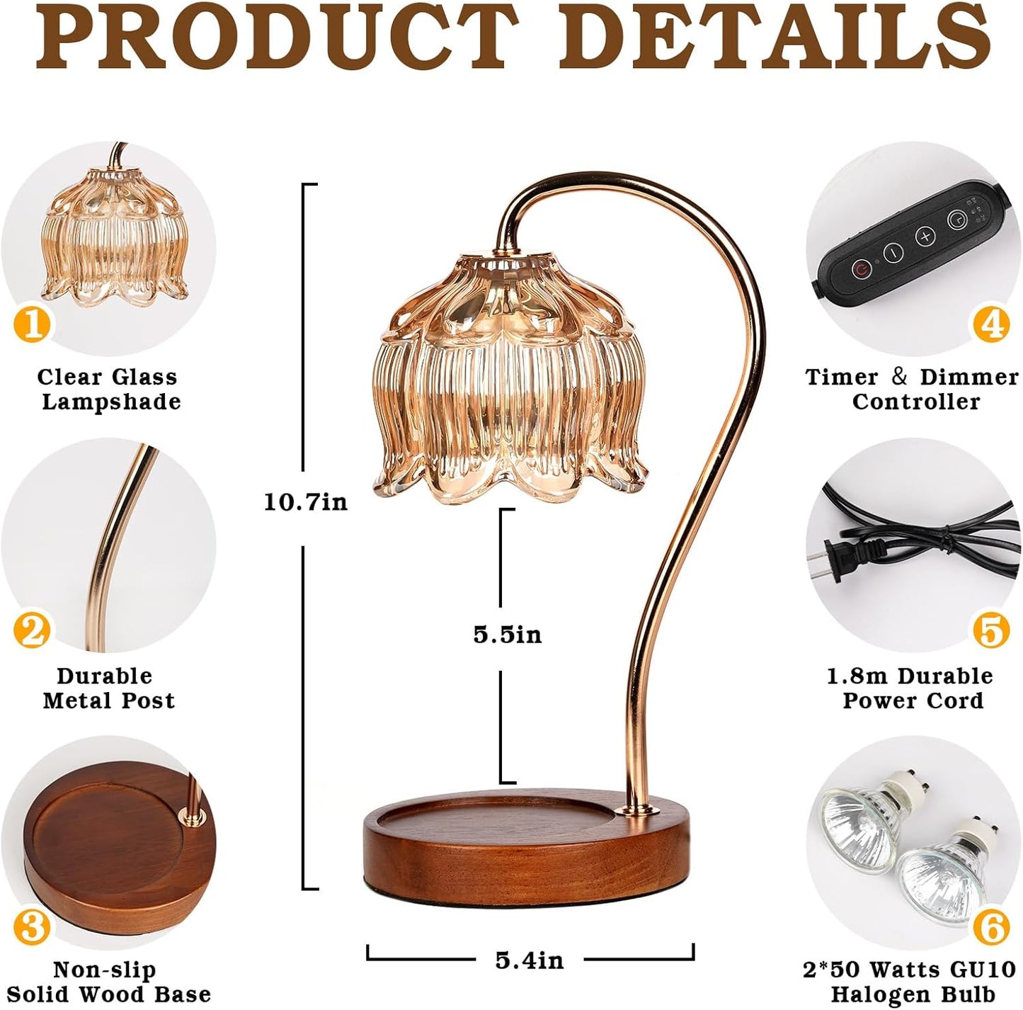 Flower Candle Warmer Lamp with Timer, Dimmable Candle Lamp Warmer, Birthday Christmas Gifts for Women Mom, House Warming for New Home Decor, Lotus Wax Melt Warmer for Jar Candles