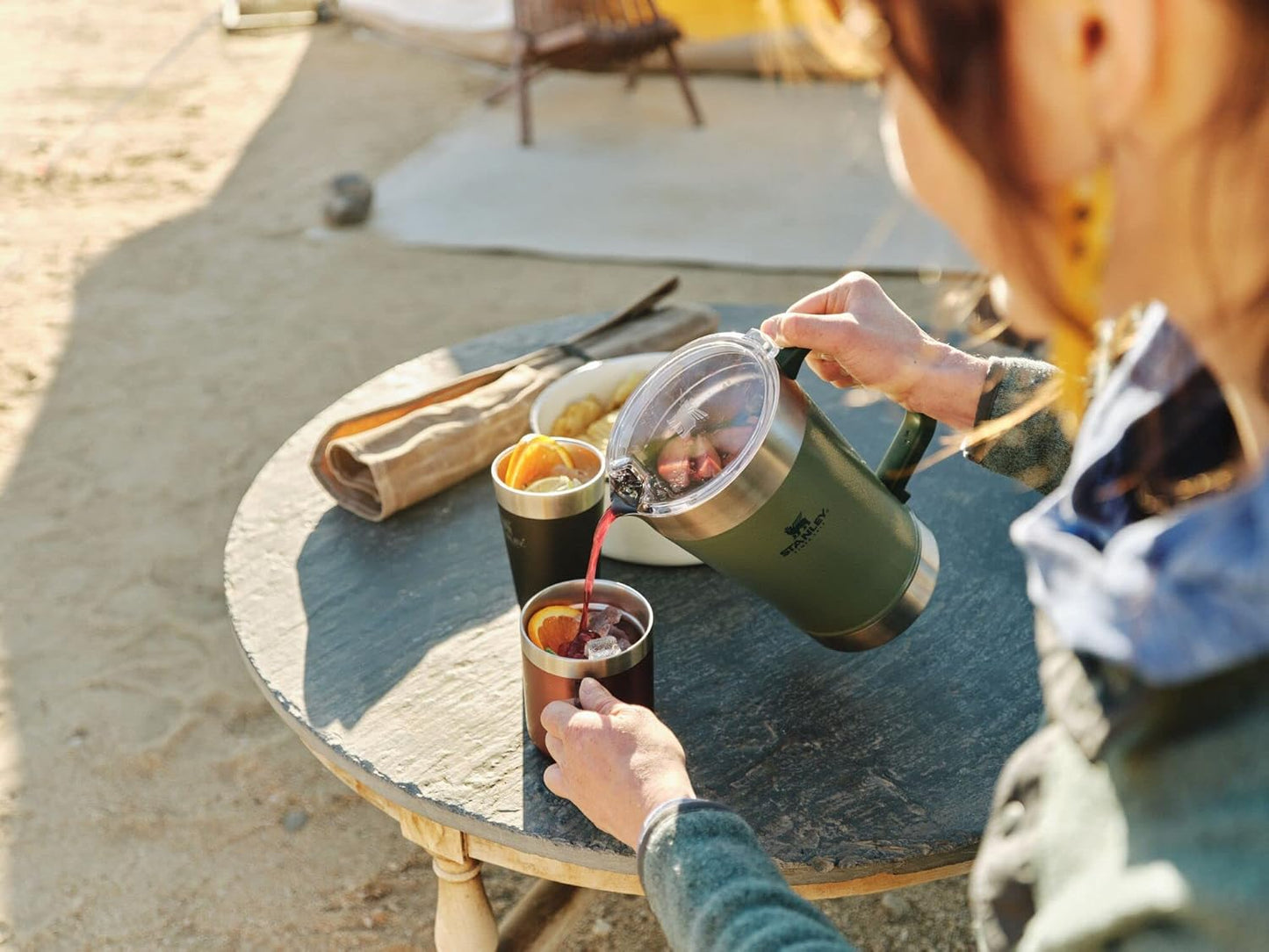 Stanley Stay-Chill Pitcher 64 oz | Cold Water, Beer, and Drink Pitcher with Lid | Large Capacity Durable Beverage Container with Handle | Insulated Stainless Steel | BPA-Free | Hammertone Green