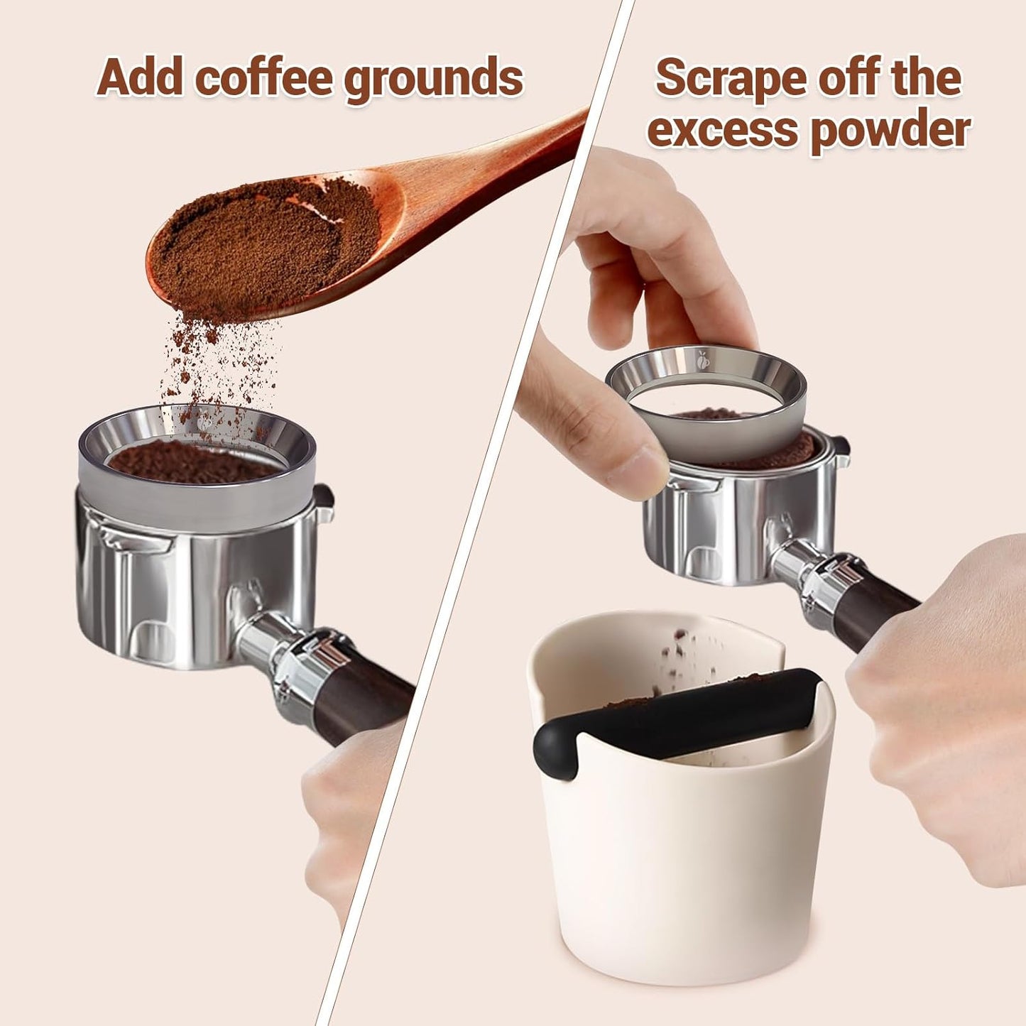 54mm Espresso Dosing Funnel, 304 Stainless Steel Coffee Dosing Ring, Portafilter Funnel with 6 Magnetic, Barista Tools Compatible with Breville 54mm Portafilter