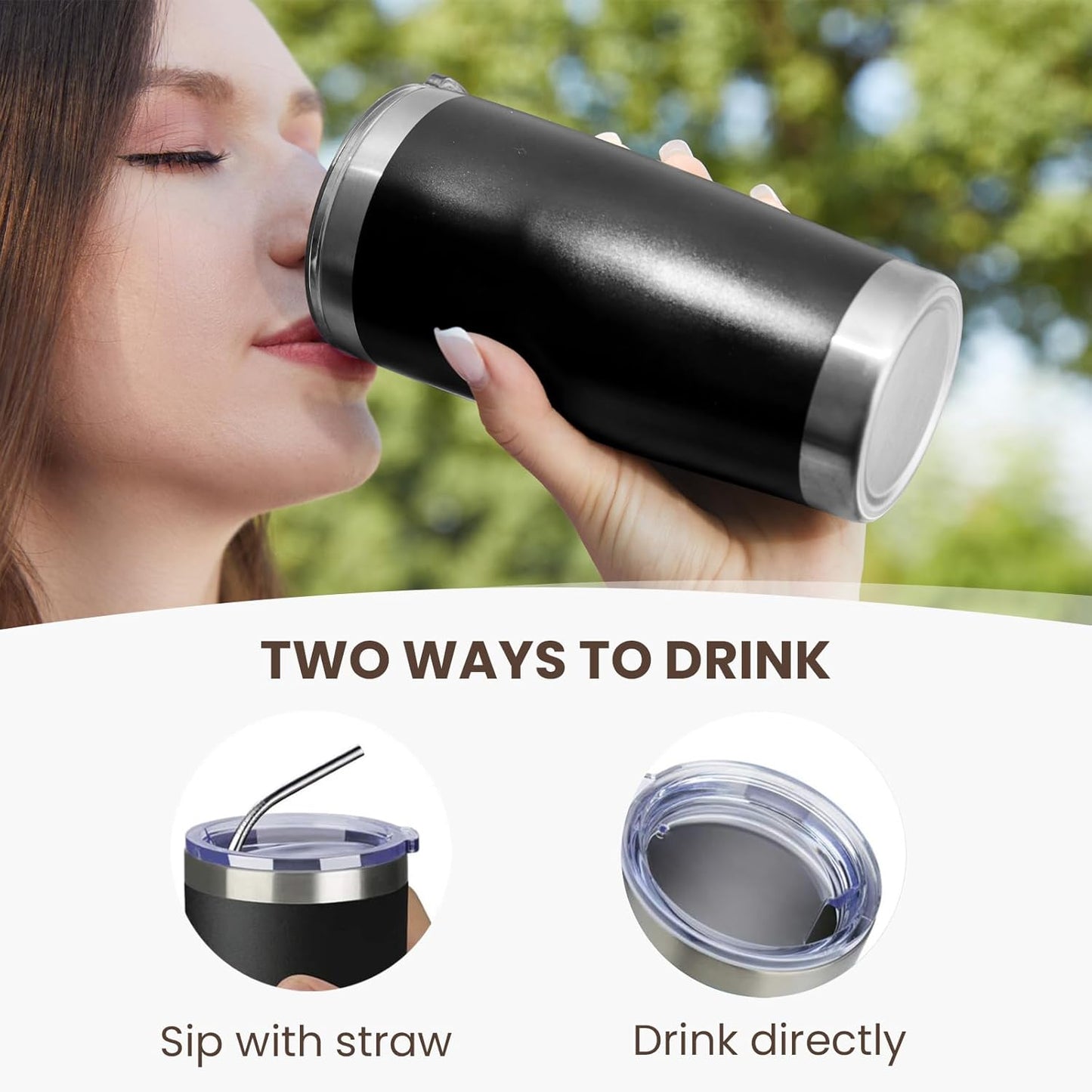 MEWAY 20oz Tumbler 8 Pack Double Wall Vacuum Insulated Travel Glitter Mug Bulk, Stainless Steel Tumblers with Lid and Straw, Powder Coated Coffee Cups for Woman(Gradient Black or Navy,Set of 8)