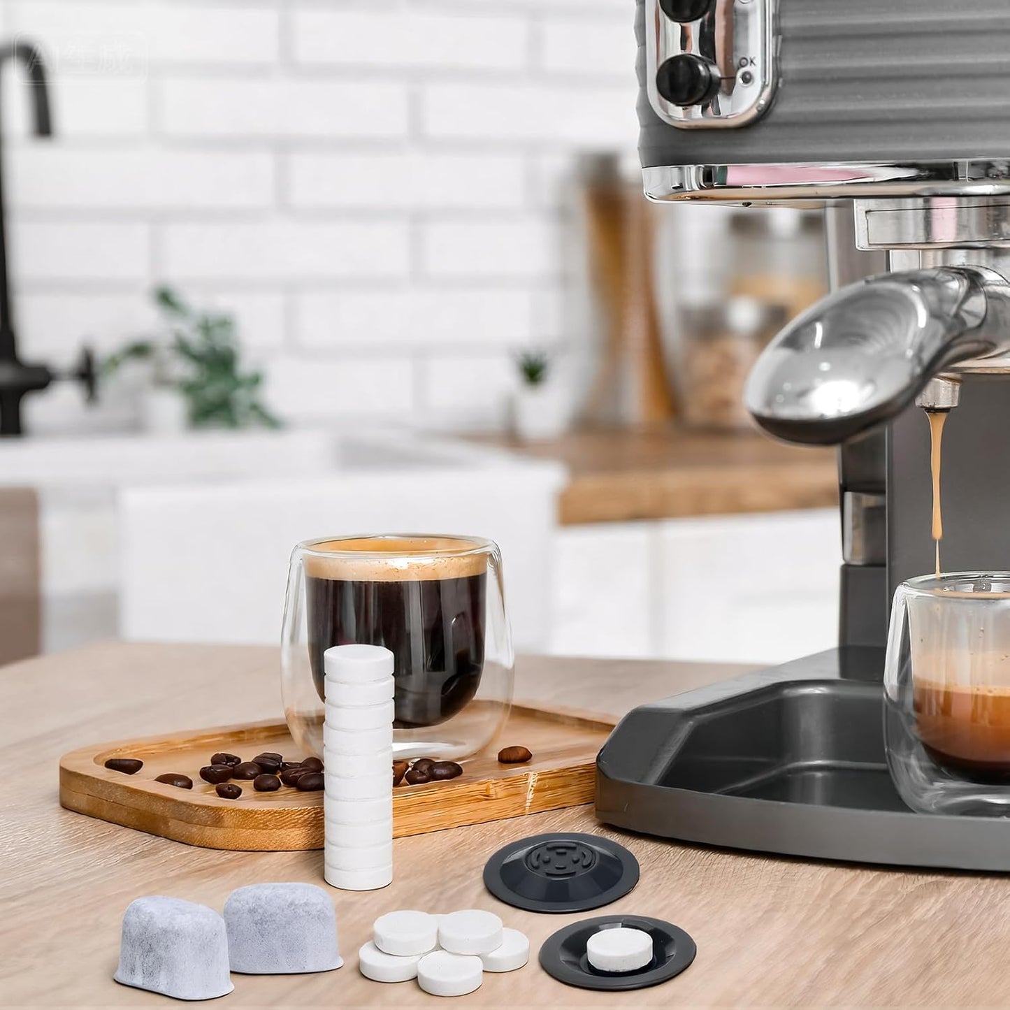 24 Pcs Espresso Cleaning Kit Includes 20 Pcs Coffee Machine Cleaning Tablets Blind Backflush Disc and Water Filter Inserts for Cafe Accessories Coffee Maker Cleaner