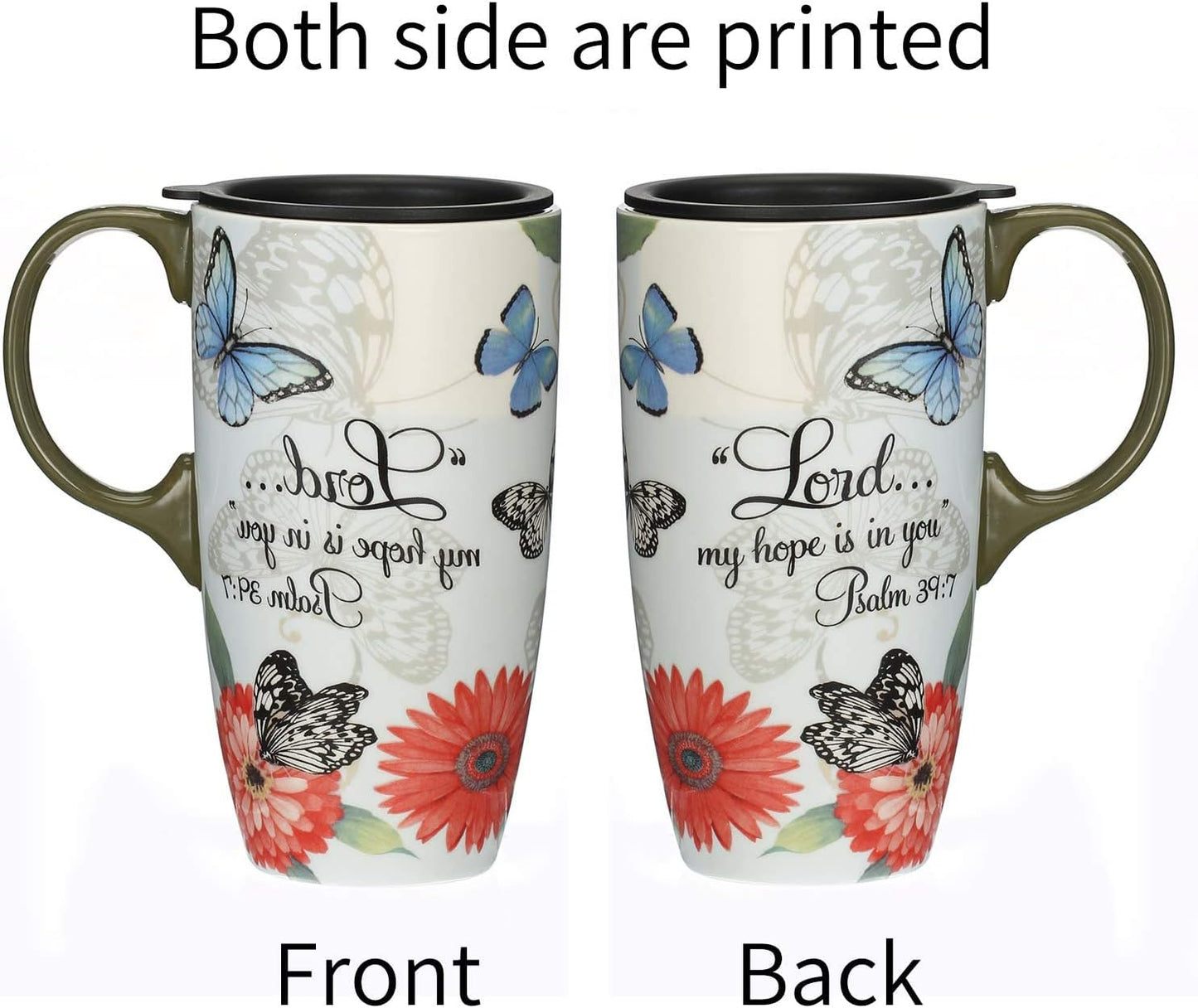 Topadorn Ceramic Latte Mug 17 oz. Coffee Cups with Sealed Lid and Color Box,set of 2