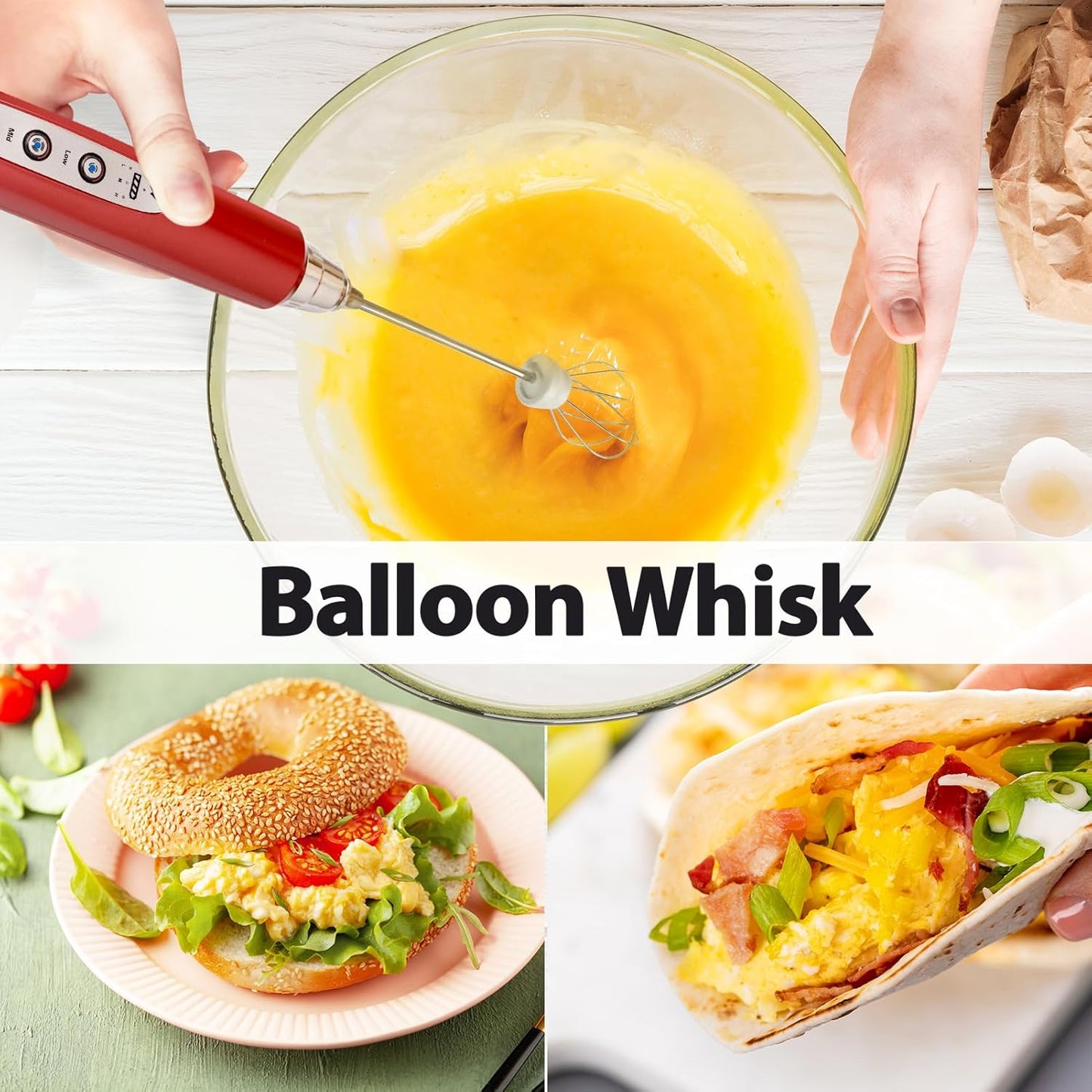 Milk Frother with Stand Rechargeable-Handheld Frother Wand with 3 Stainless Whisks 3 Speed Adjustable, Electric Whisk Drink Mixer, Foam Maker Blender for Matcha Latte Cappuccino Chocolate