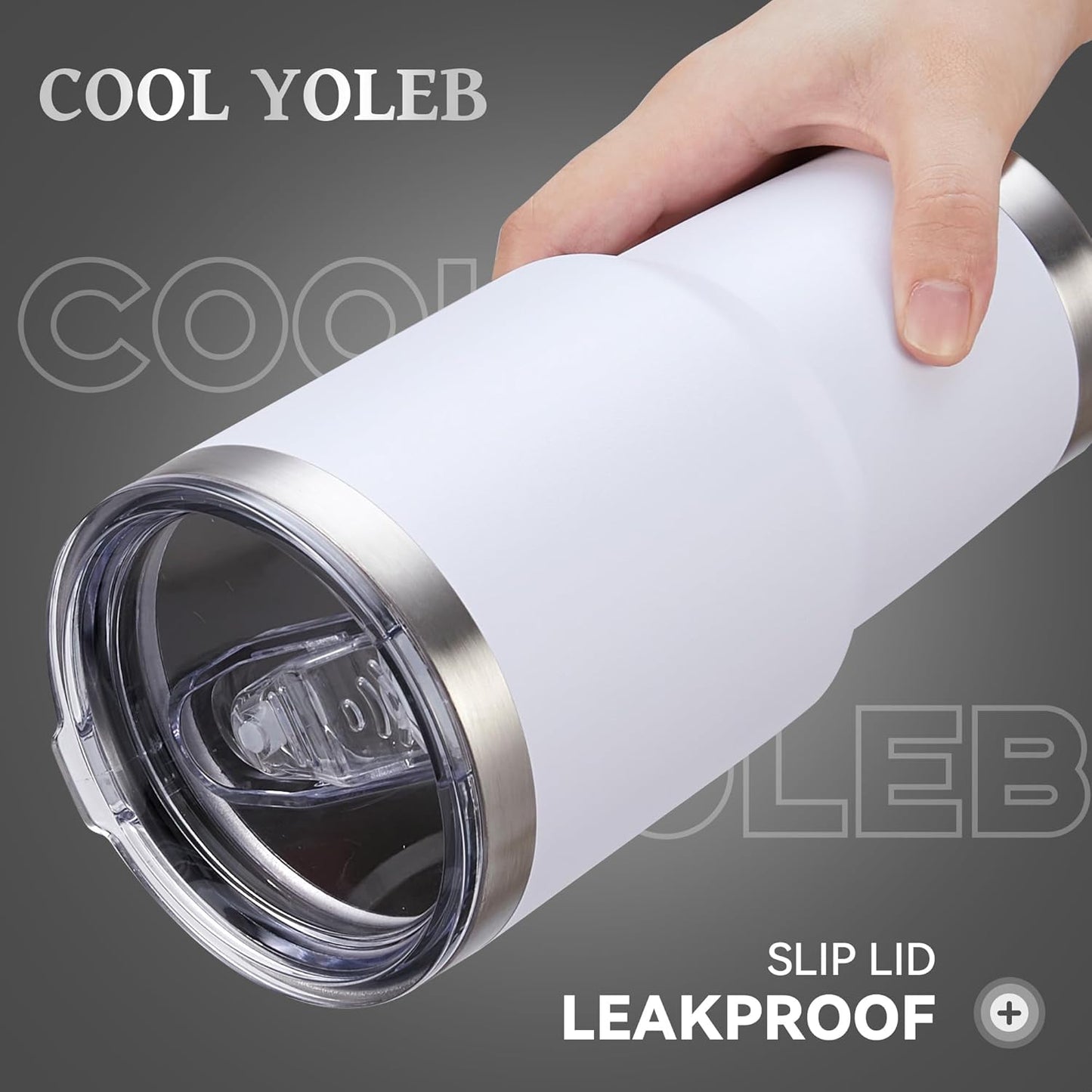 30 oz Tumbler with Lid Stainless Steel Tumblers Vacuum Insulated Cup Reusable Powder Coated Travel Mug Double Wall Leak Proof Portable Cups Keep Cold Drinks for 12 Hours, White, 1 Pack