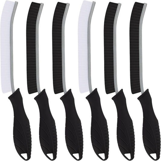 Hard Bristle Crevice Cleaning Brush-Thin Gap Scrub Brush, Small Cleaning Brush, Grout Brush, Kitchen Brush, Cleaning Tools for Toilet, Bathroom, Sink, Home, Household, Window (6, Black)