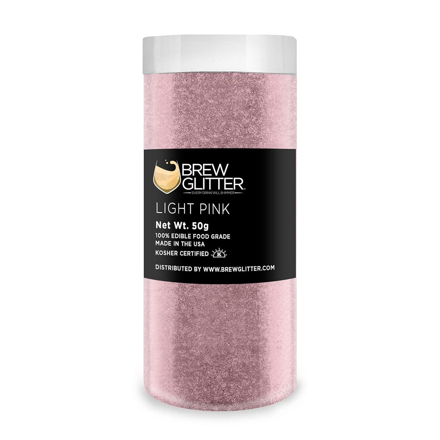 Light Pink BREW GLITTER Edible Glitter For Drinks, Cocktails, Beer, Garnish Glitter & Beverages | KOSHER & HALAL Certified | 100% Edible & Food Grade | Vegan, Gluten, Nut Free (50g, Light Pink)