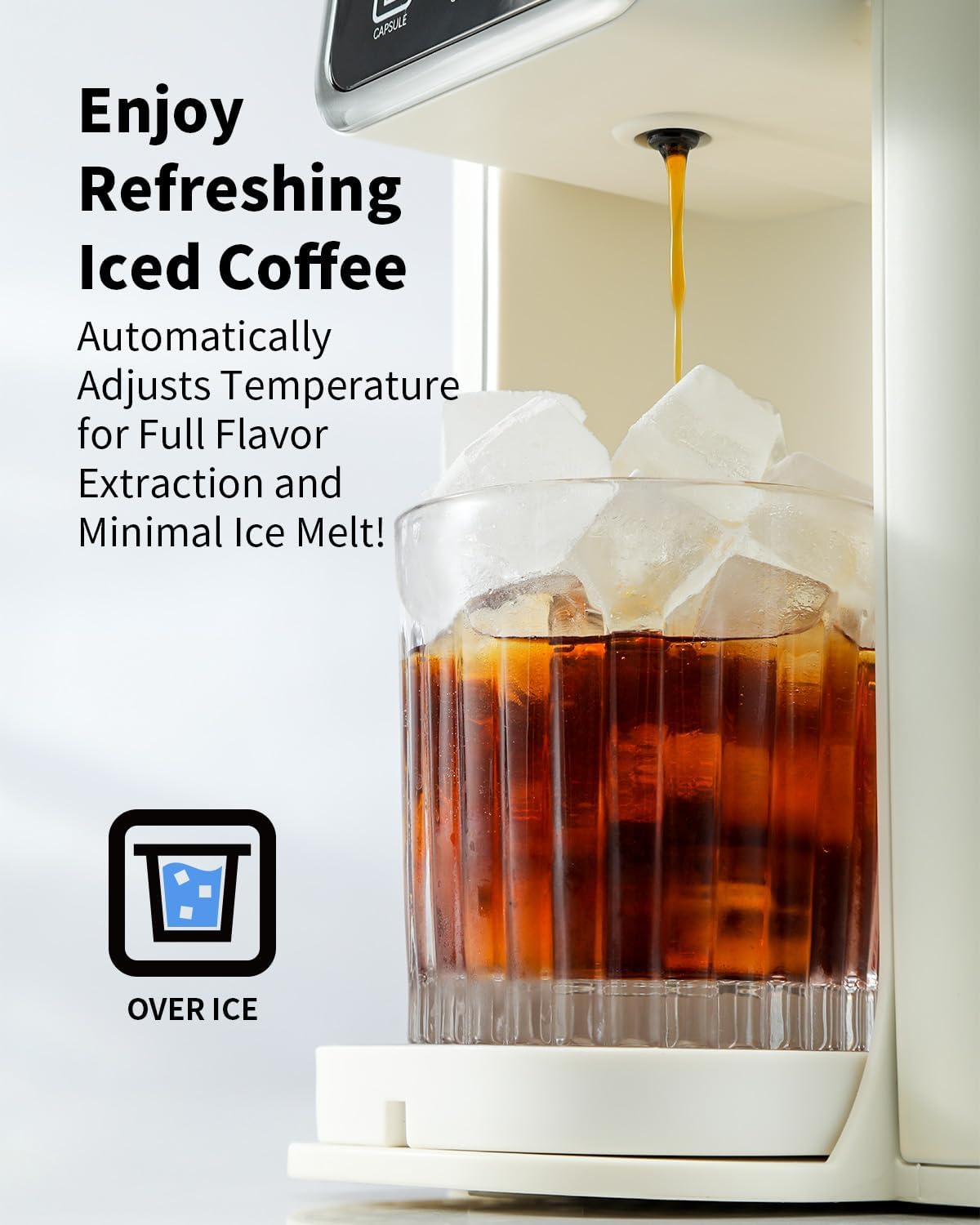 Hot & Iced Coffee Maker with Bold Setting, Single Serve Coffee Maker for K Cup and Grounds, 6-14 Oz Brew Sizes, 50 Oz Removable Water Tank, One Cup Coffee Machine with Reusable Filter, White