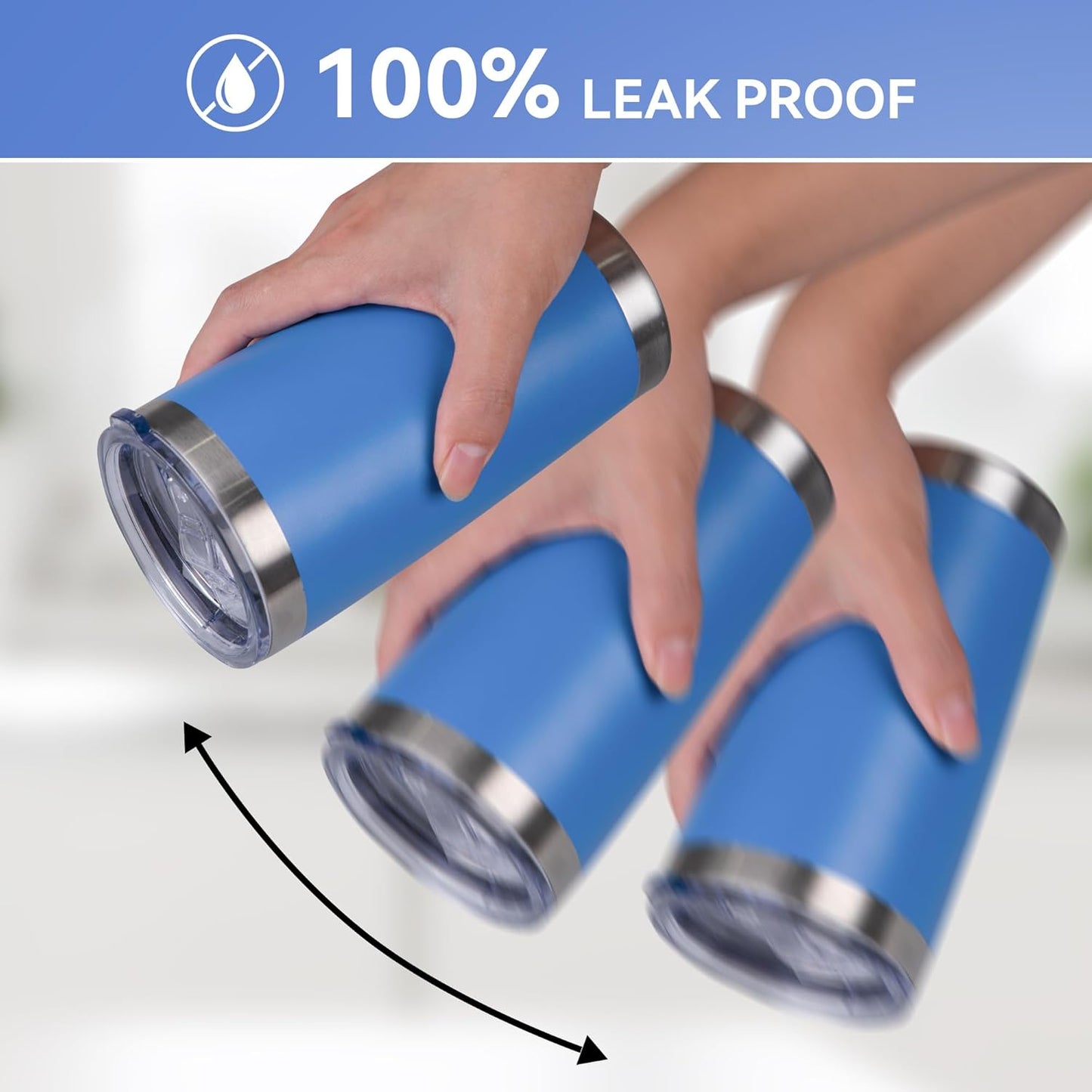 20 oz Tumbler Stainless Steel Tumblers Bulk with Lid Double Wall Insulated Coffee Tumbler Cups for Hot & Cold Drinks Powder Coated Travel Coffee Tumbler Mug Metal (Azure, 6 pack)