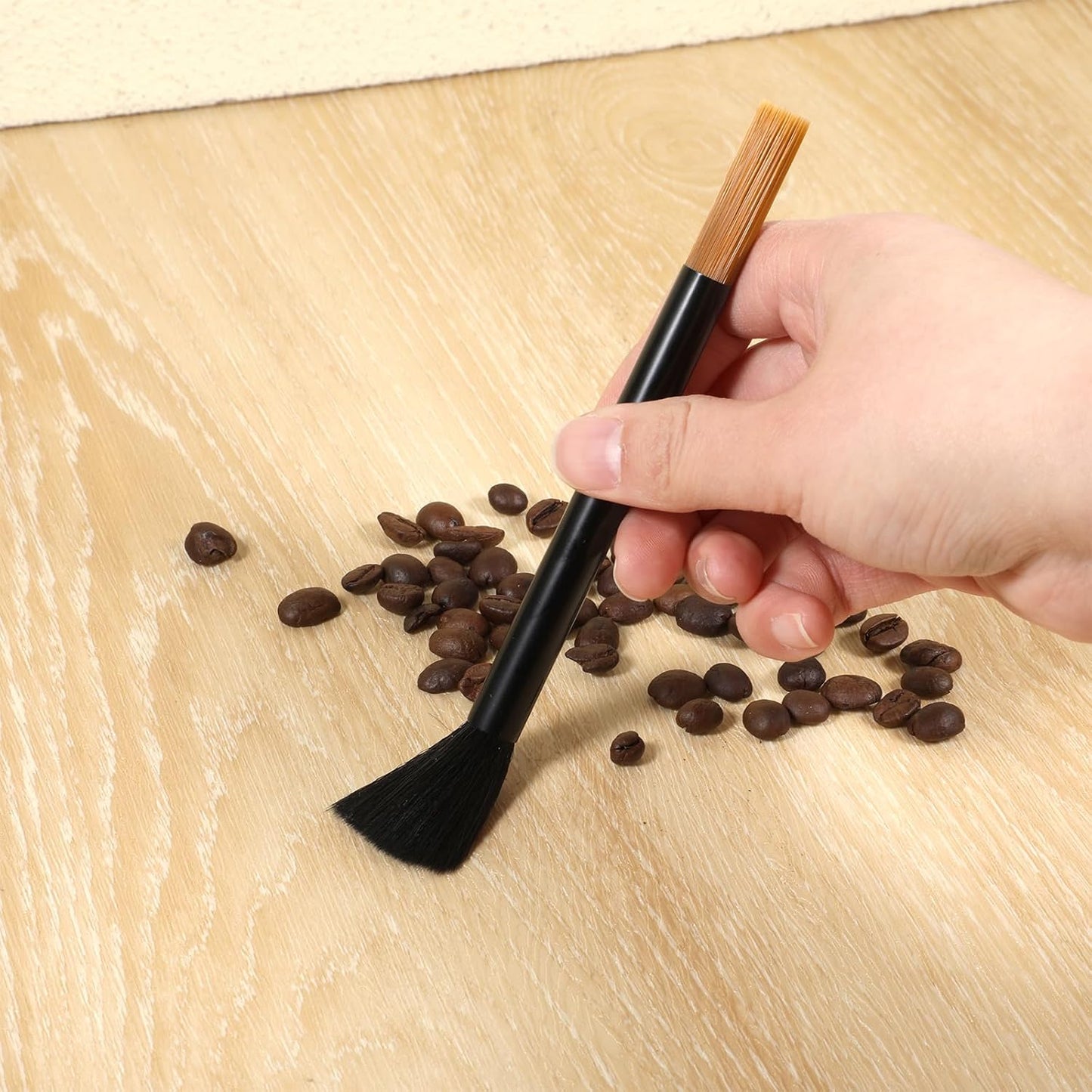 Giantree Dual Head Coffee Brush, Coffee Grinder Brush, Dusting Espresso Brush Coffee Grinder Cleaner, Barista Tools for Coffee Machine Toaster Cleaning(Black)