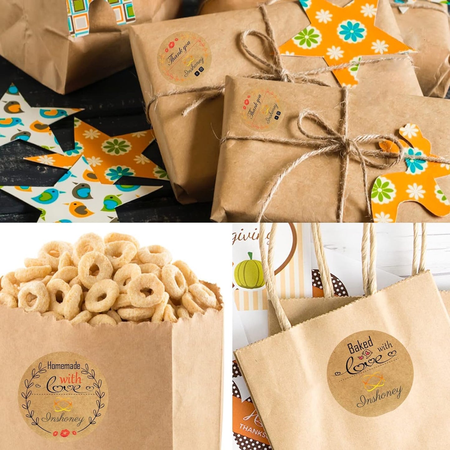 Custom Stickers Kraft Paper Labels Personalized Withe Text, Business Logo Customized Food Jars Labels Bakery Label Sticker Package Favor Canning Circle 100pcs (Style 9)