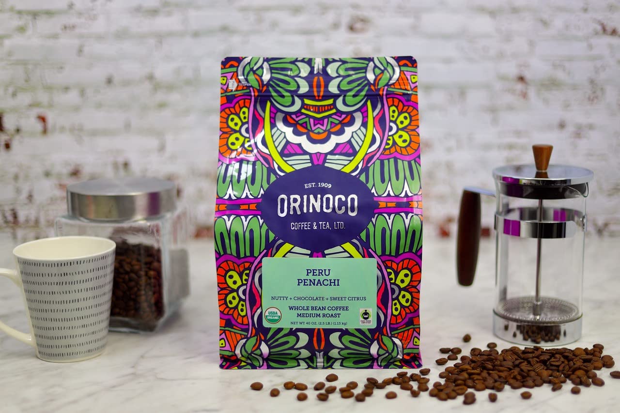 Orinoco Organic Fair Trade Peru 2.5lb bag, Medium Roast, Whole Bean Coffee, 100% Organic Fair Trade Arabica beans