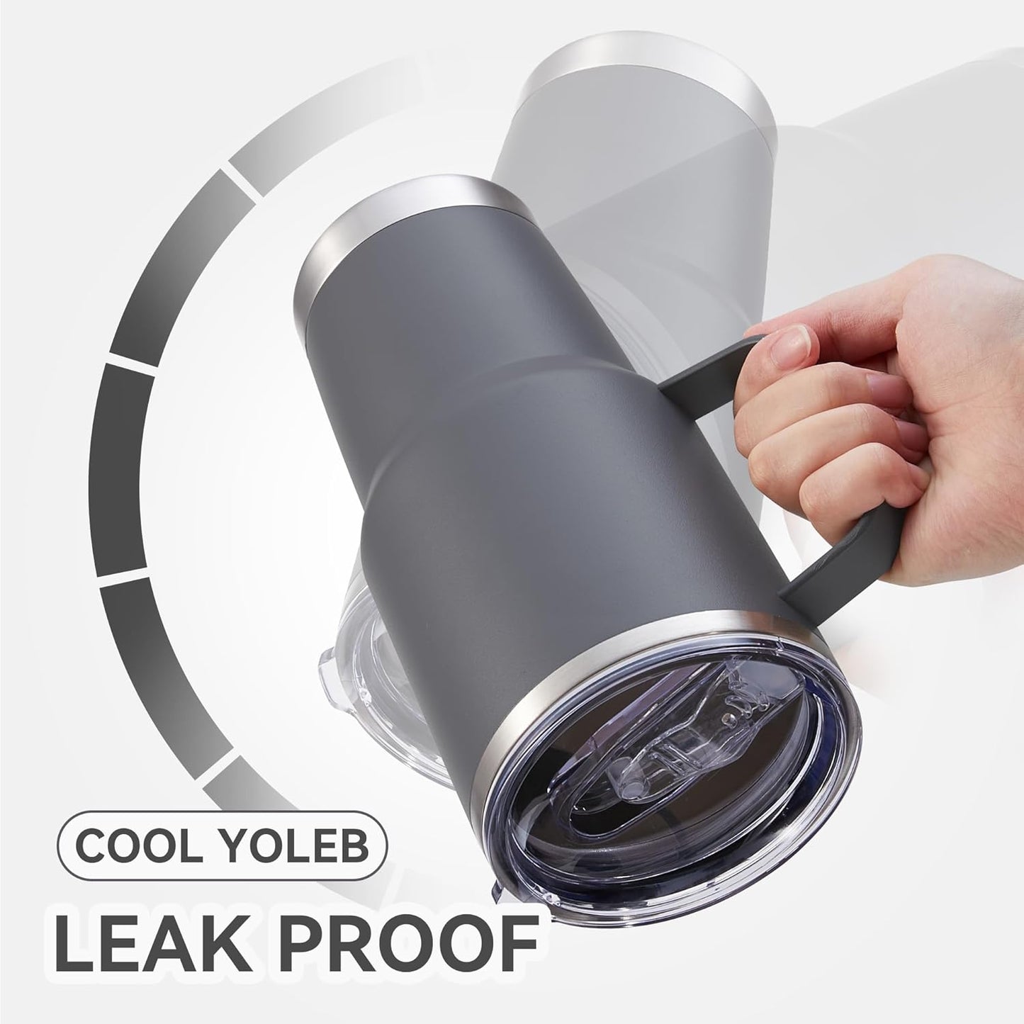 30 oz Tumbler with Handle and Lid, Stainless Steel Tumblers Double Wall Vacuum Insulated Travel Mug Leak Proof Cup Keep Drinks Cold and Hot Grey, 1 Pack