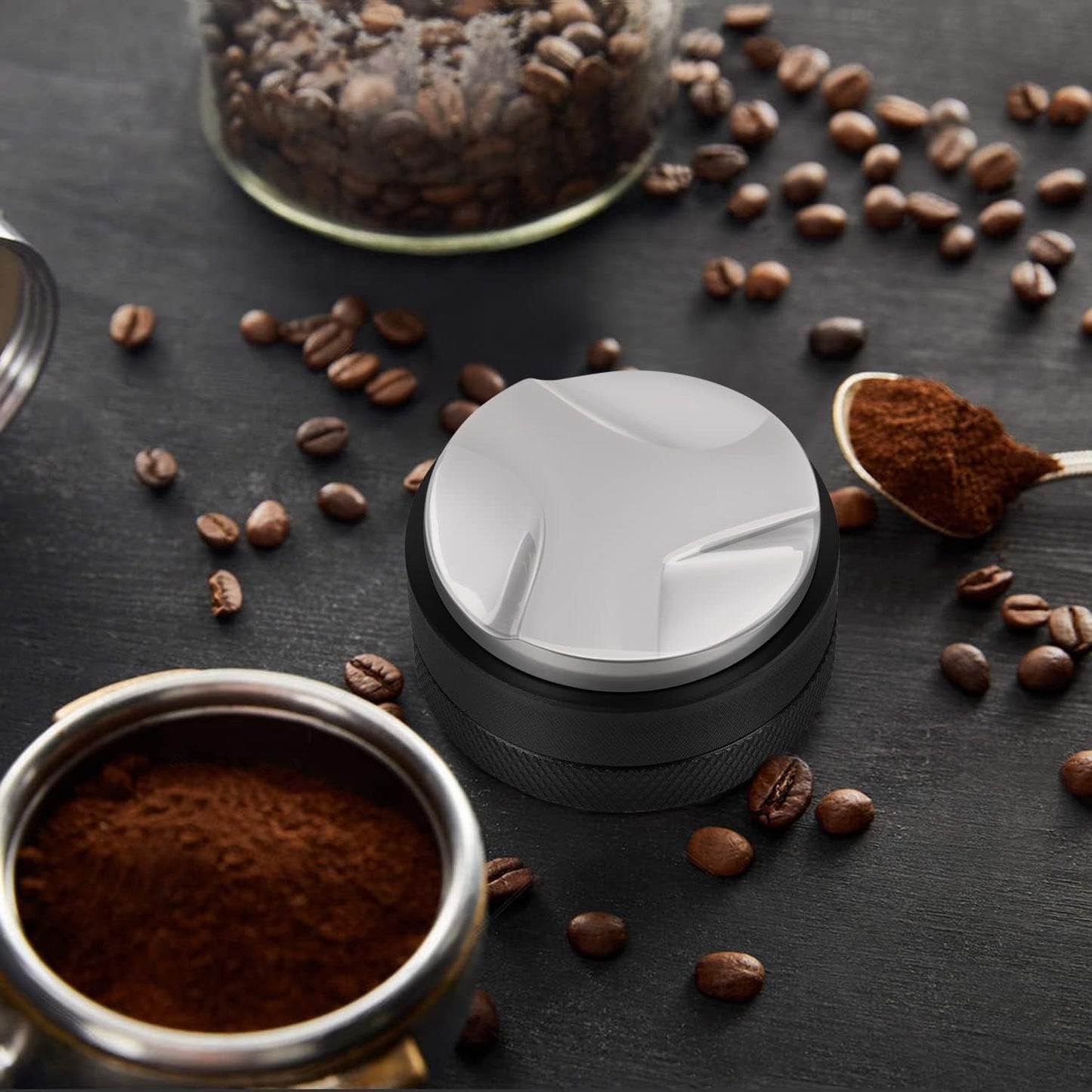 Flexzion Espresso Distribution Tool 58mm Coffee Leveler, Adjustable Depth and Universally Compatible Espresso Leveler for 58mm Portafilters and Espresso Machines