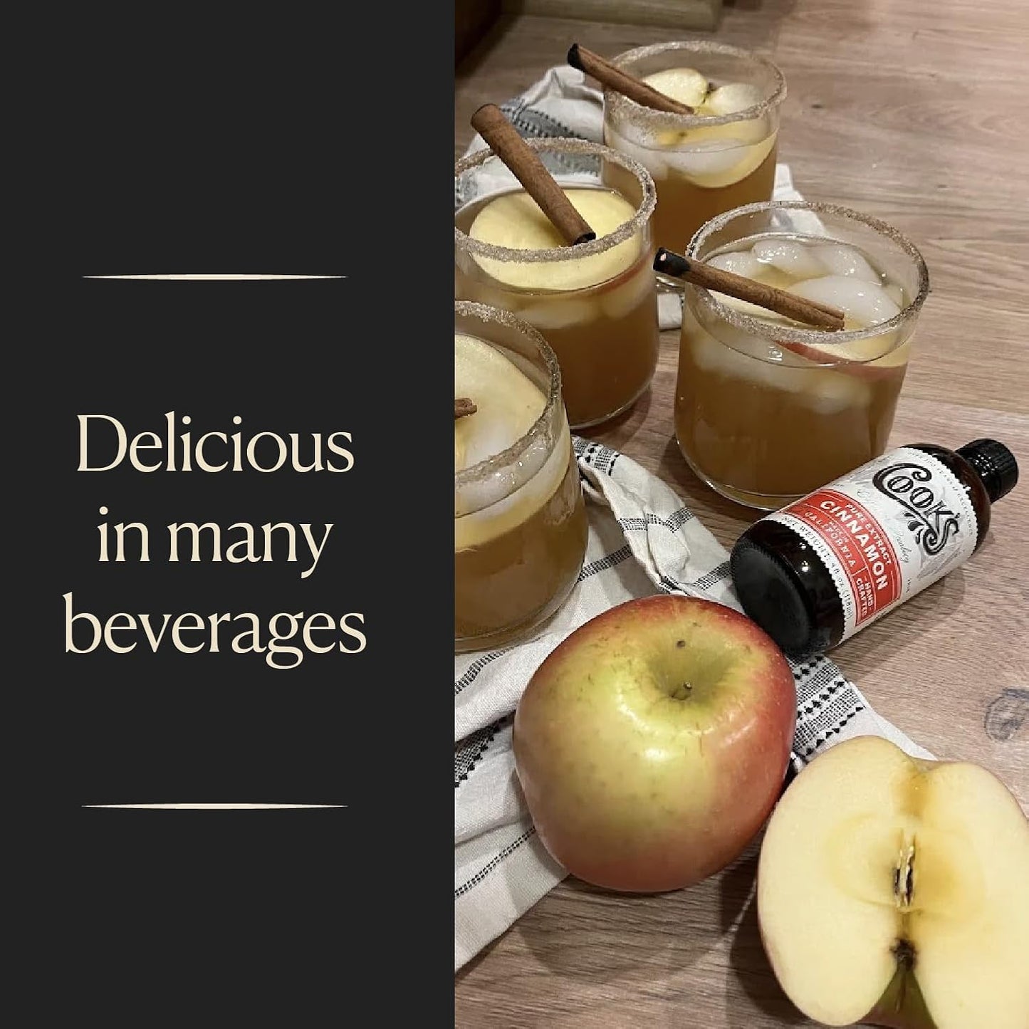 Cook's Pure Cinnamon Extract Made From Fine Ceylon Cinnamon, Premium All Natural Cinnamon Extract for Baking, Cooking, Beverages and Candies, 4 oz