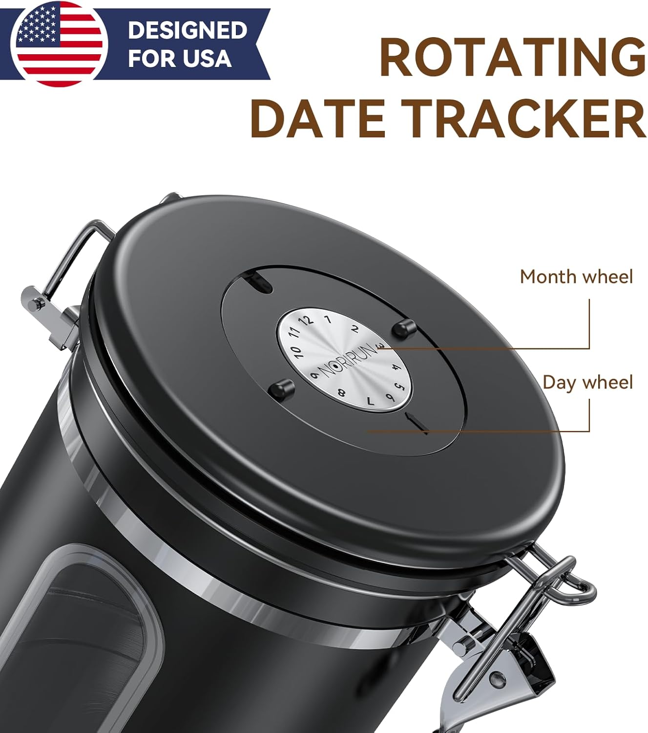 Coffee Canister With Window,22oz Stainless Steel Airtight Coffee Bean Storage Grounds Container with Date Tracker and Scoop,Grounds Kitchen Food Canister Jar for Beans,Tea,Sugar,Flour,Cereal