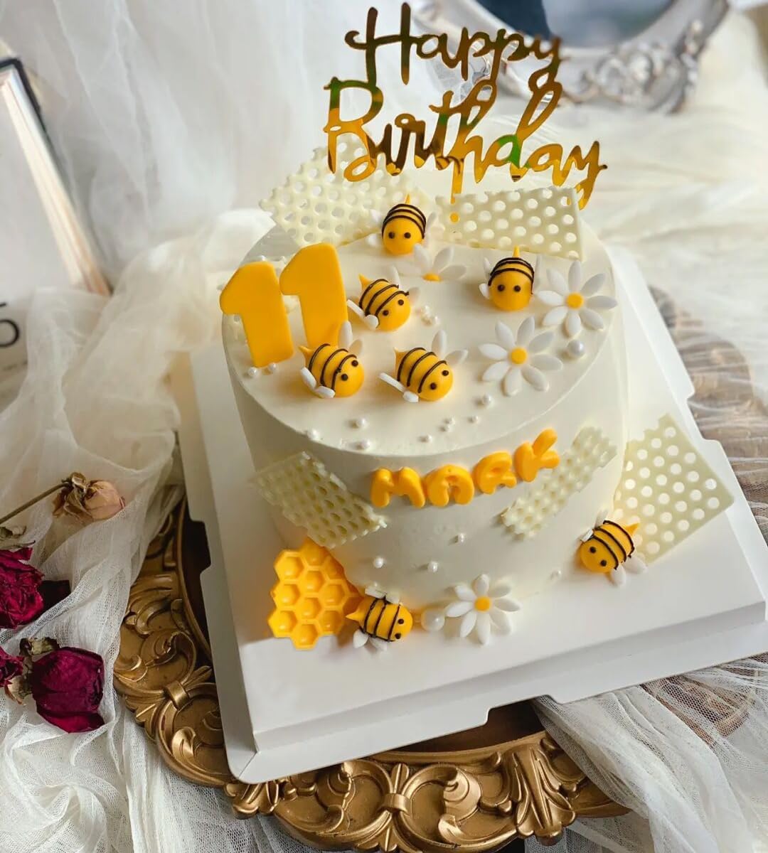 Bee Silicone Mold Honeycomb,Embossing Lace Fondant Mold and Bee Lace Fondant Molds for Cake Decorating