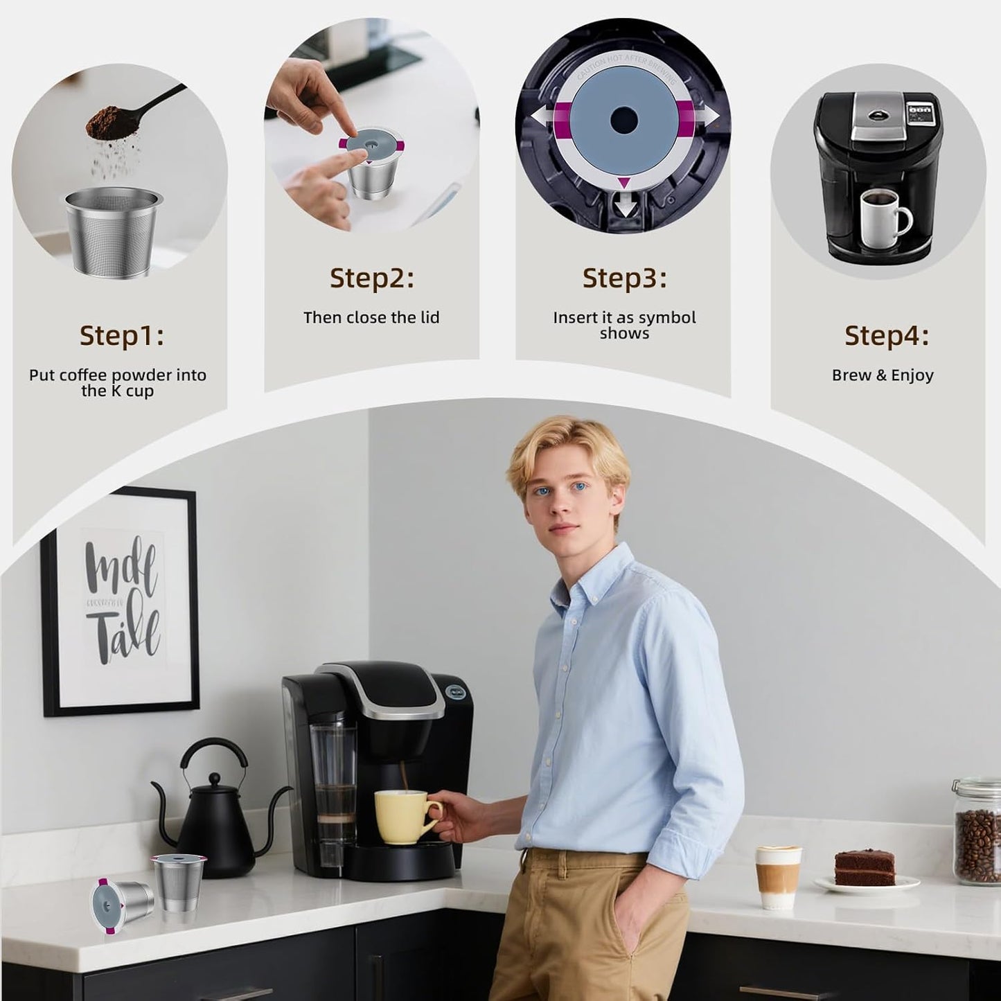 1 Pack Reusable K Cup Coffee Pods, Stainless Steel Refillable K Cup Coffee Filters for Keurig 1.0 and 2.0 Coffee Makers