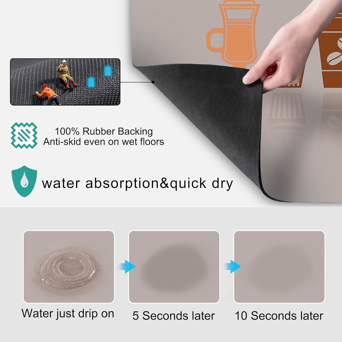 Golener Thick Coffee Maker Bar Mat Countertop,Quick dry mat,Bar Drying Mat,Coffee Bar Tray for Countertop,Coffee Nook Mat,Spill Mat