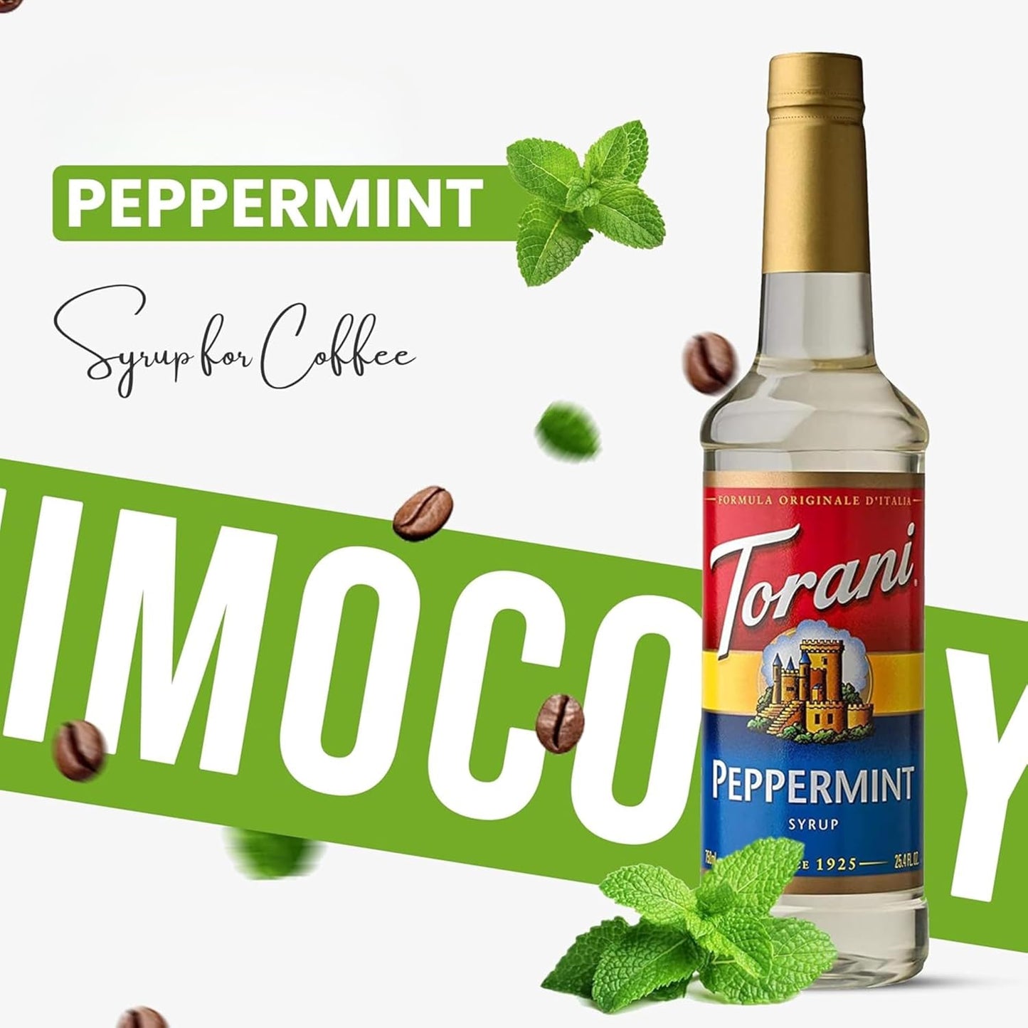Jimoco® Syrup Pump Dispenser + Torani® Peppermint Syrup, 25.4 oz - Coffee Syrup Pump & Flavoring Bundle